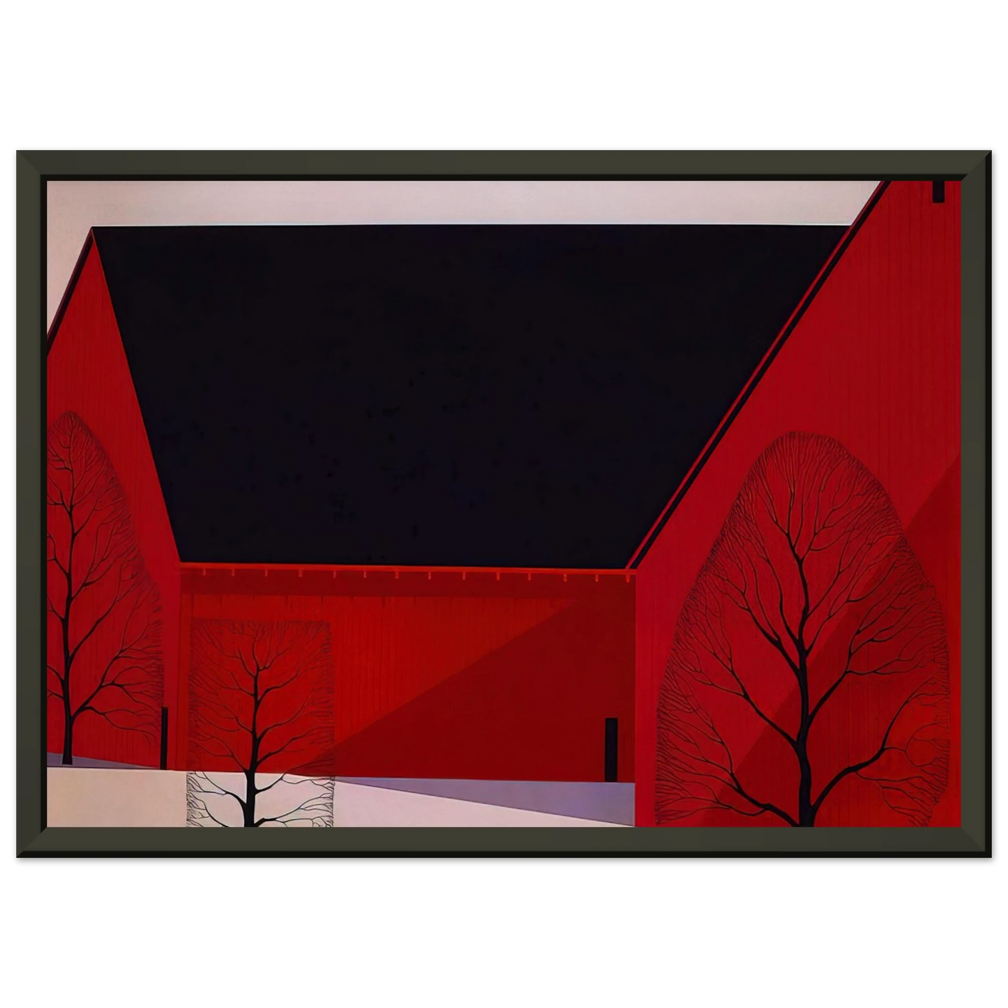 Eyvind Earle Western Barns Framed Art Print - Aluminum Frame - 40x50 cm / 16x20 inches