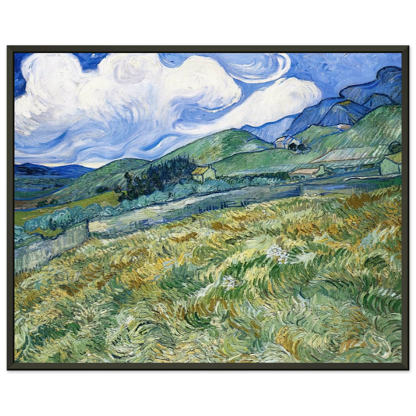 Vincent van Gogh Wheatfield with Mountains in the Background Framed Art Print - Aluminum Frame - 70x100 cm / 28x40 inches