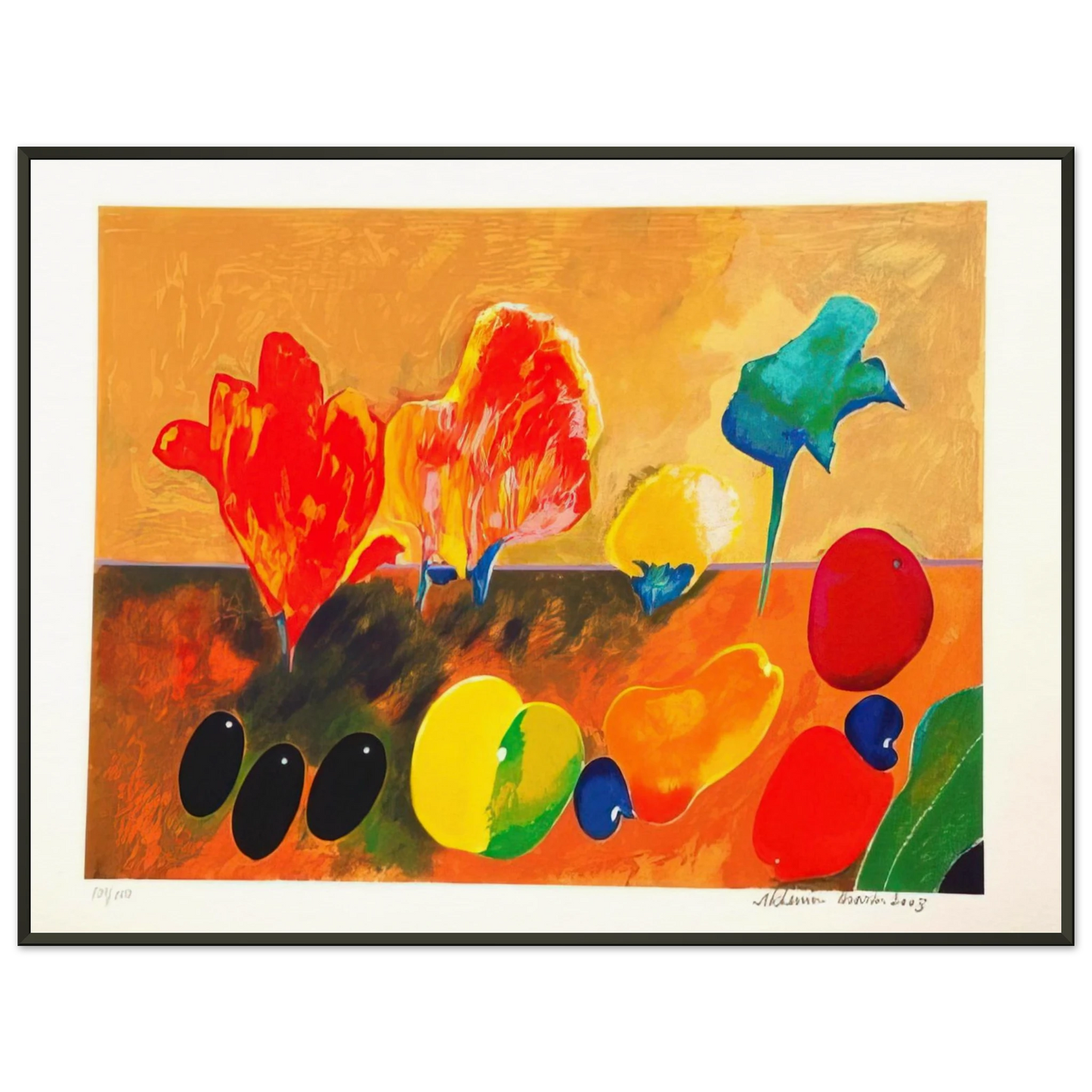 Aldemir Martins Flores e Frutas 2003 Framed Art Print - Aluminum Frame - 60x80 cm / 24x32 inches