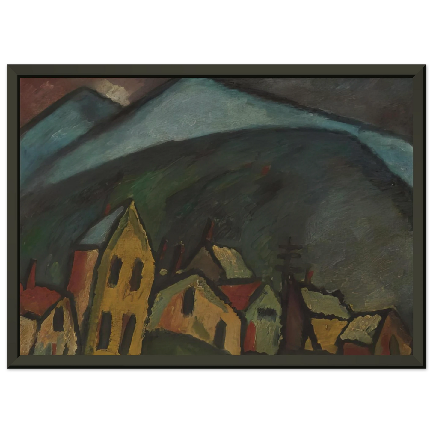 Alexej von Jawlensky BERGLANDSCHAFT MIT H USERN 1912 Framed Art Print - Aluminum Frame - 60x80 cm / 24x32 inches