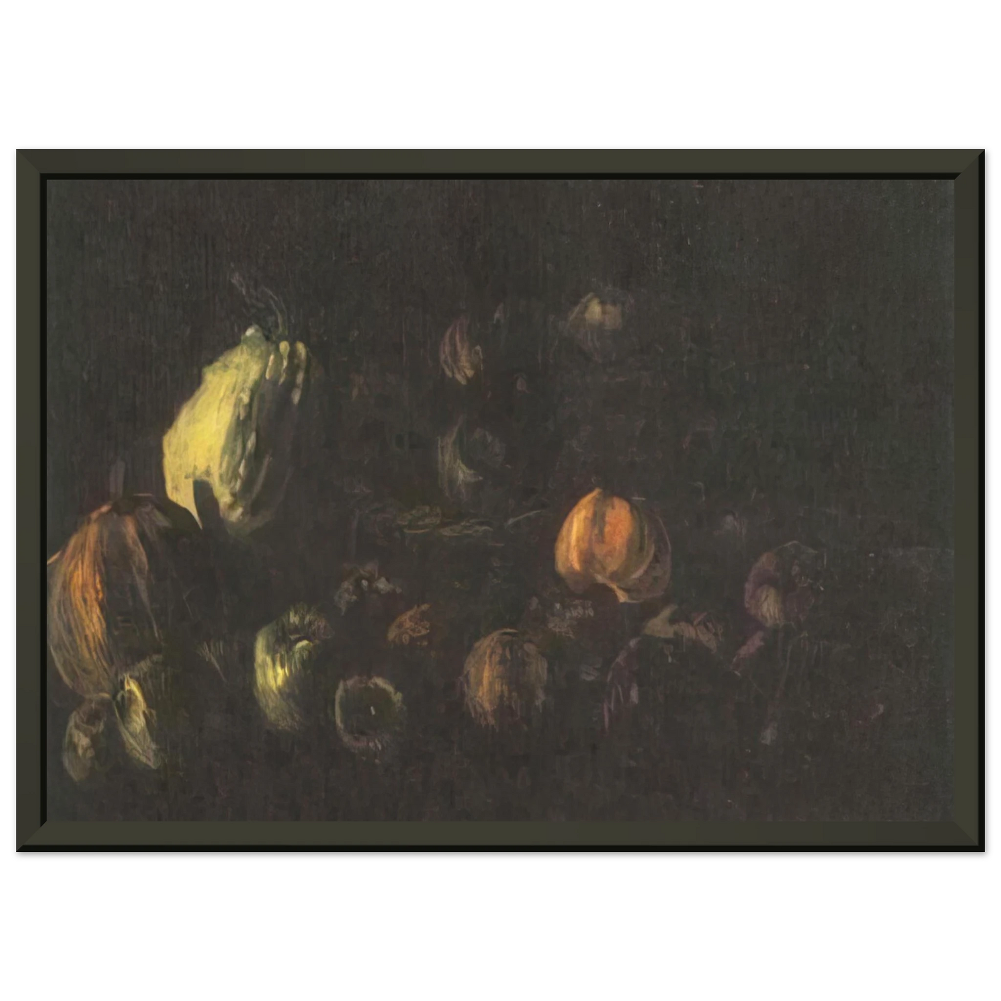 Vincent van Gogh  Still life with a basket of apples and two pumpkins Framed Art Print  - Aluminum Frame - 40x50 cm / 16x20 inches