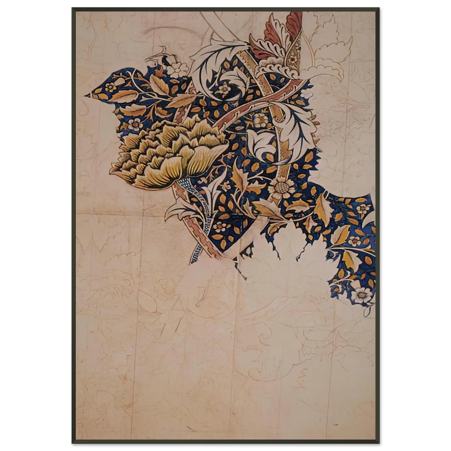 William Morris DESIGN FOR WINDRUSH PRINTED TEXTILE 1883 Framed Art Print - Aluminum Frame - 21x29.7 cm / 8x12"