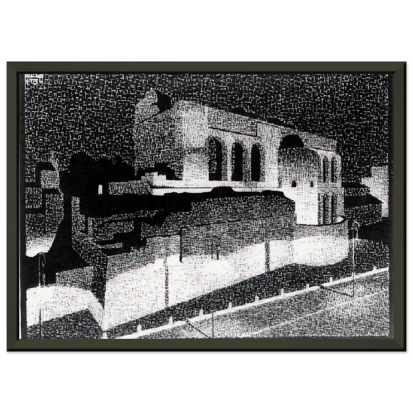 MC Escher  NOCTURNAL ROME BASILICA OF CONSTANTINE Framed Art Print  - Aluminum Frame - 40x50 cm / 16x20 inches