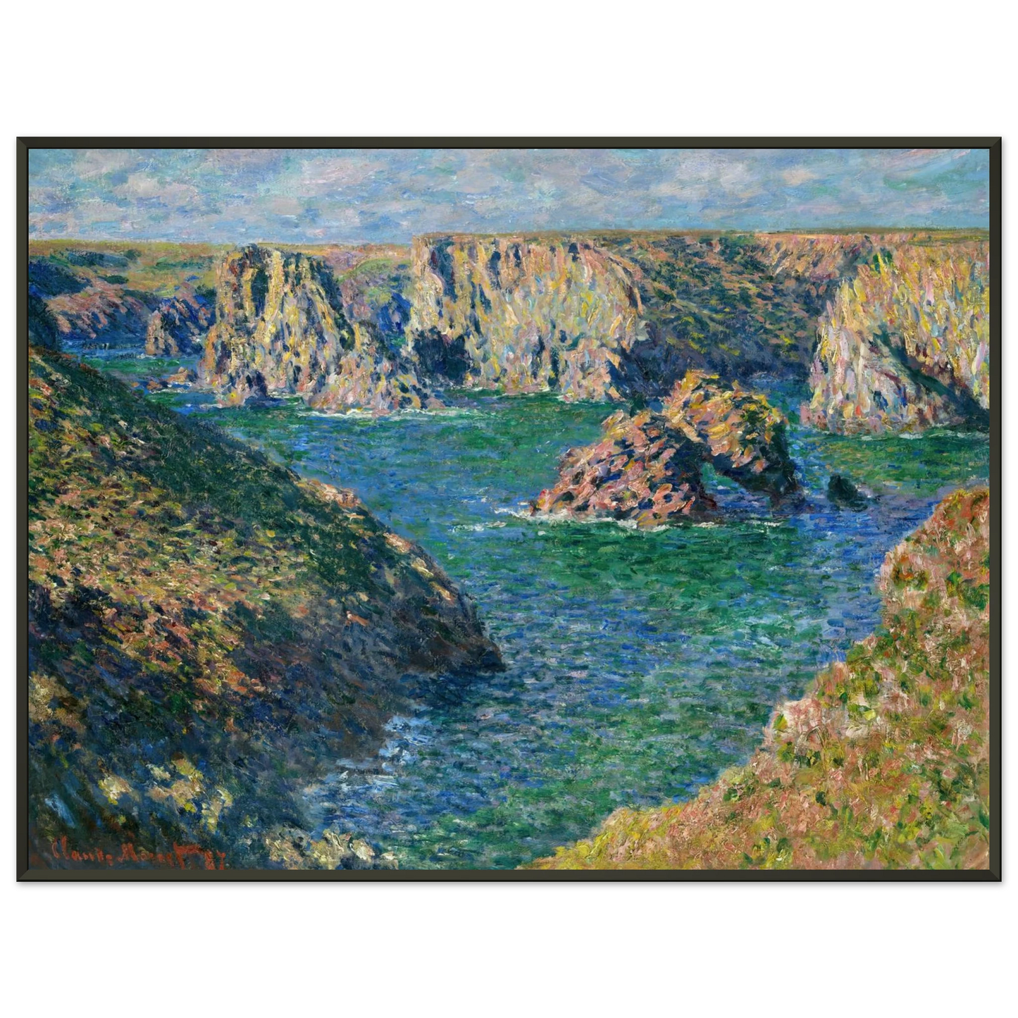claude monet  Port Donnant Belle Ile Framed Art Print  - Aluminum Frame - 70x100 cm / 28x40 inches