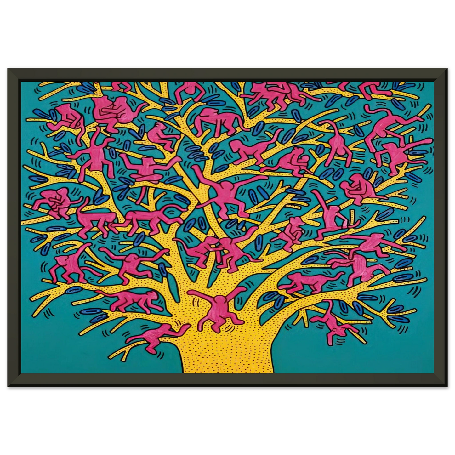 Keith Haring THE TREE OF MONKEYS Framed Art Print - Aluminum Frame - 60x80 cm / 24x32 inches