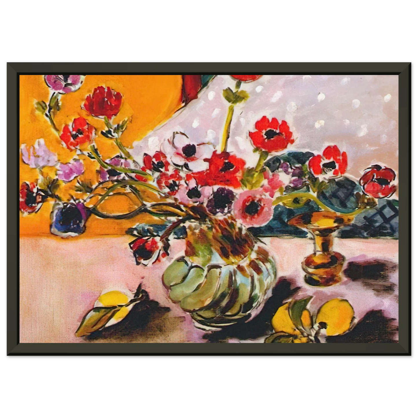 Henri Matisse ANEMONES AND CHINESE VASE 1943 Framed Art Print - Aluminum Frame - 70x100 cm / 28x40 inches