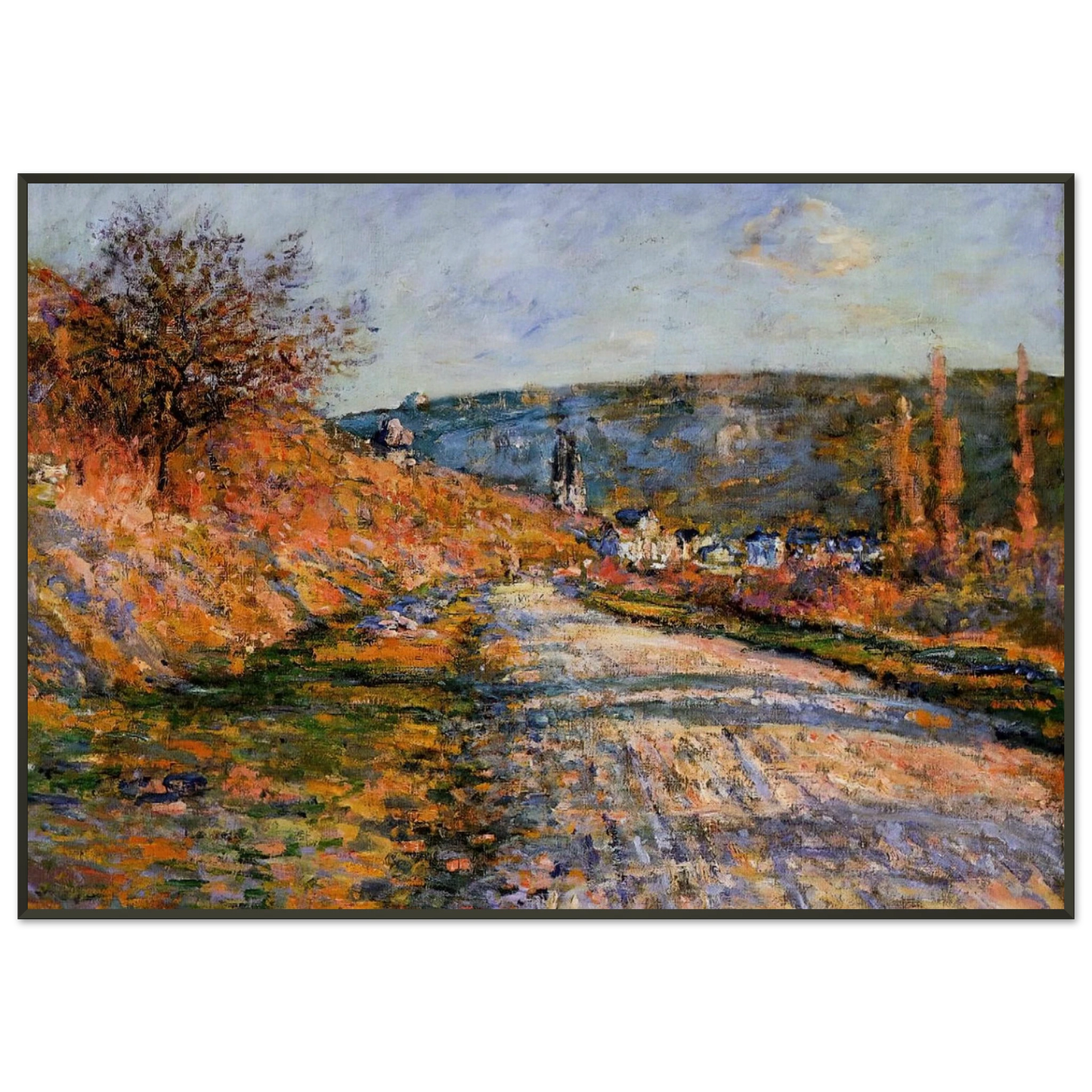 claude monet The Road to Vetheuil Framed Art Print - Aluminum Frame - 21x29.7 cm / 8x12"