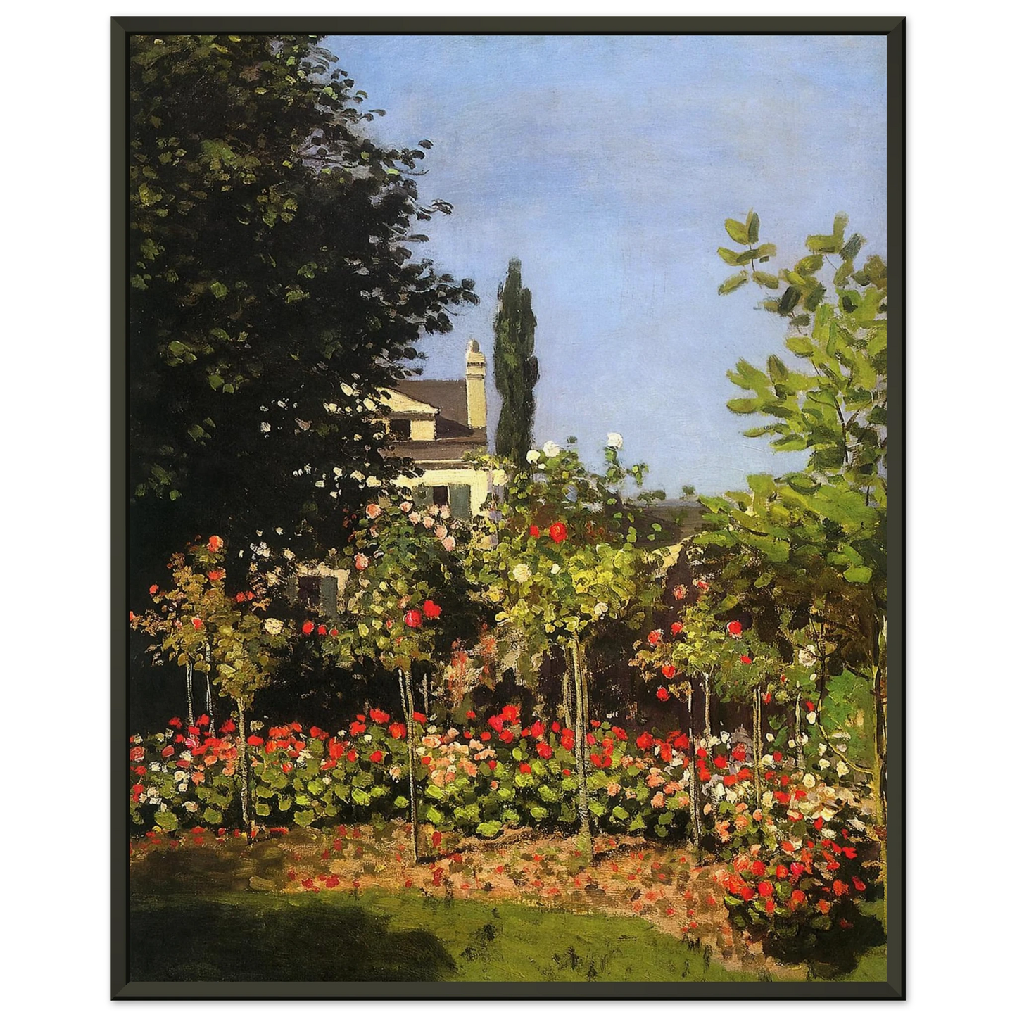claude monet  Garden in Bloom at SainteAddresse Framed Art Print  - Aluminum Frame - 70x100 cm / 28x40 inches