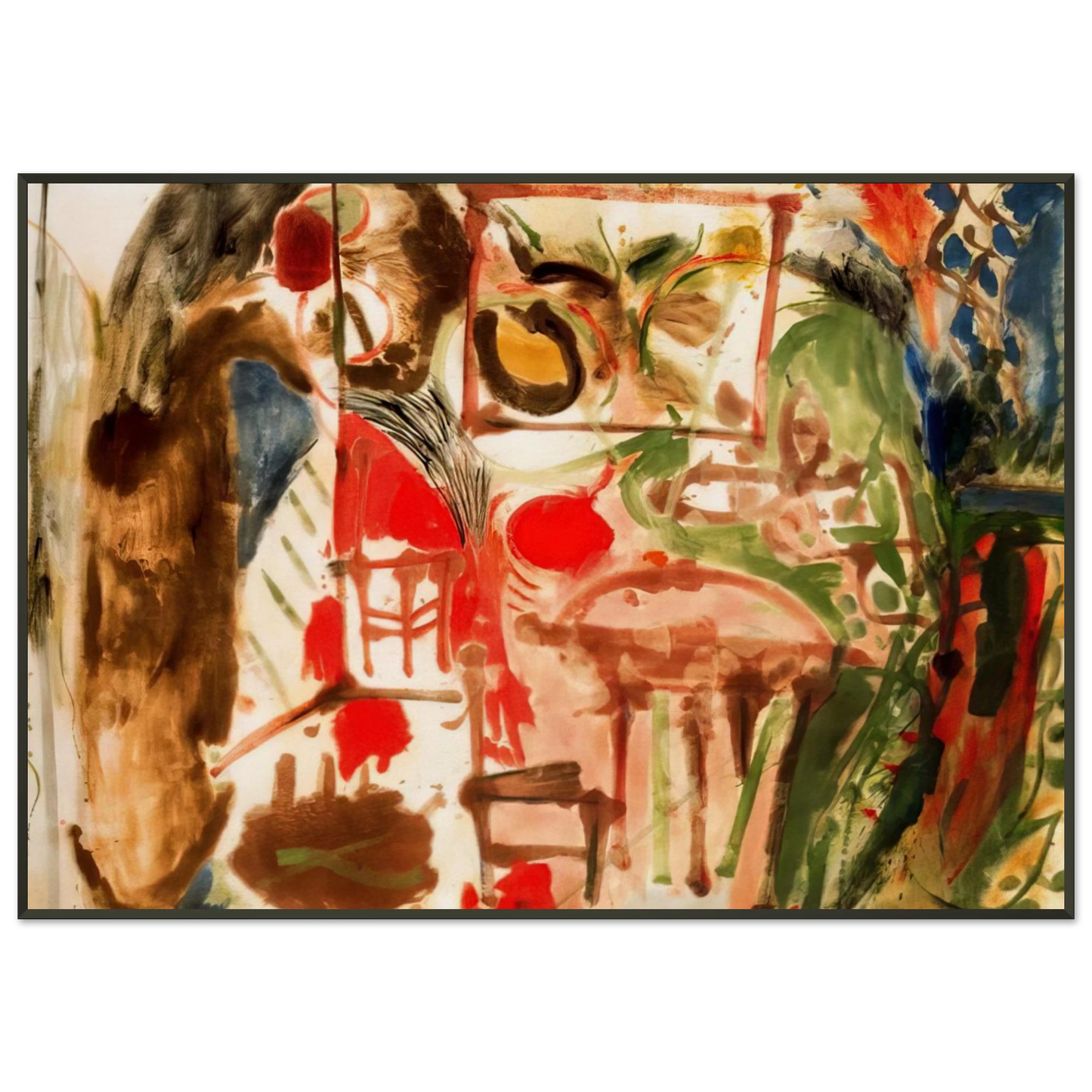 Helen Frankenthaler  Interior  1957 Framed Art Print  - Aluminum Frame - 21x29.7 cm / 8x12"