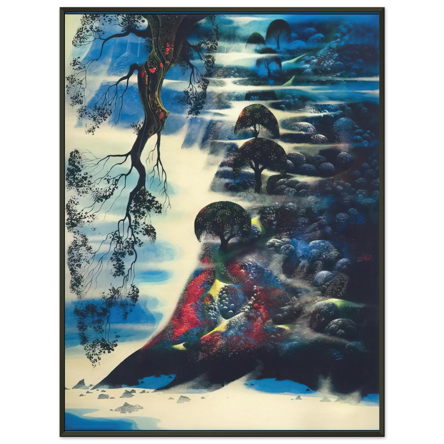 Eyvind Earle Summer Morning Mist Framed Art Print - Aluminum Frame - 70x100 cm / 28x40 inches