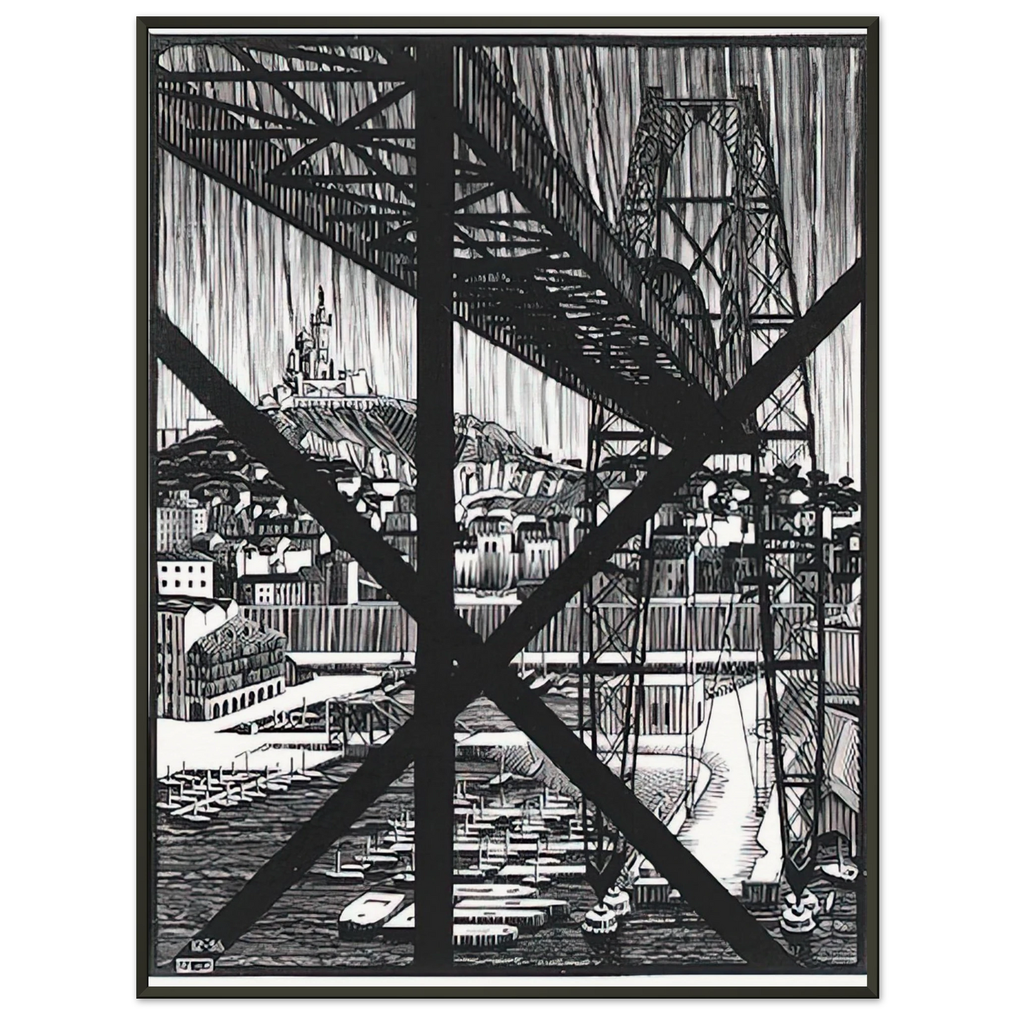 MC Escher  MARCEILLES DECEMBER 1936 1936 Framed Art Print  - Aluminum Frame - 40x50 cm / 16x20 inches