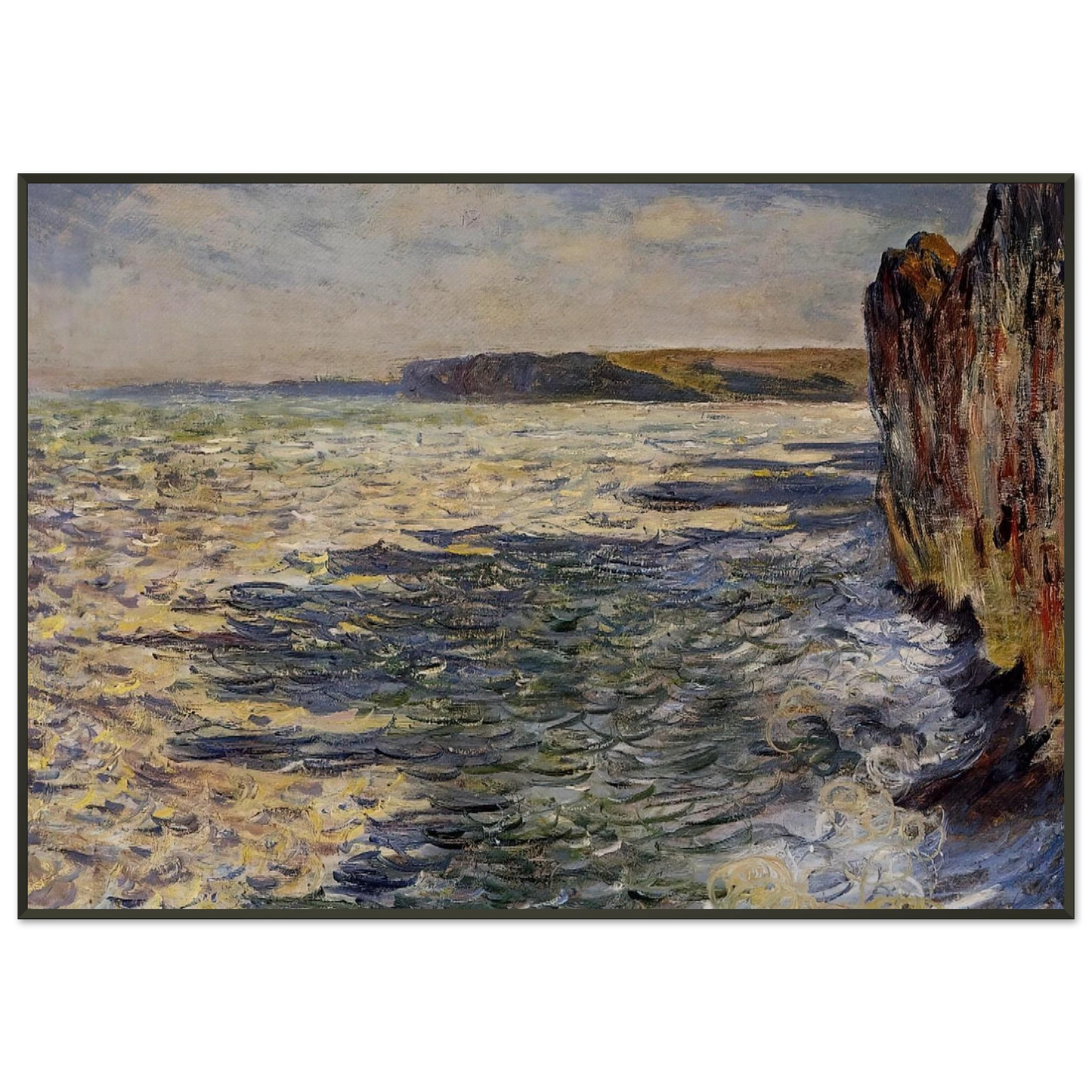 claude monet Waves and Rocks at Pourville Framed Art Print - Aluminum Frame - 21x29.7 cm / 8x12"