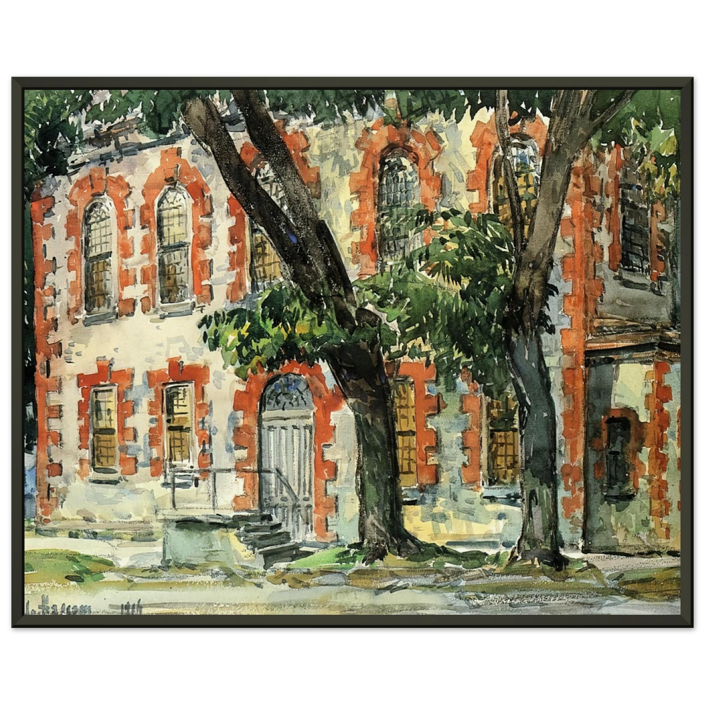 Childe Hassam Old Dutch Building Fishkill New York Framed Art Print - Aluminum Frame - 60x80 cm / 24x32 inches