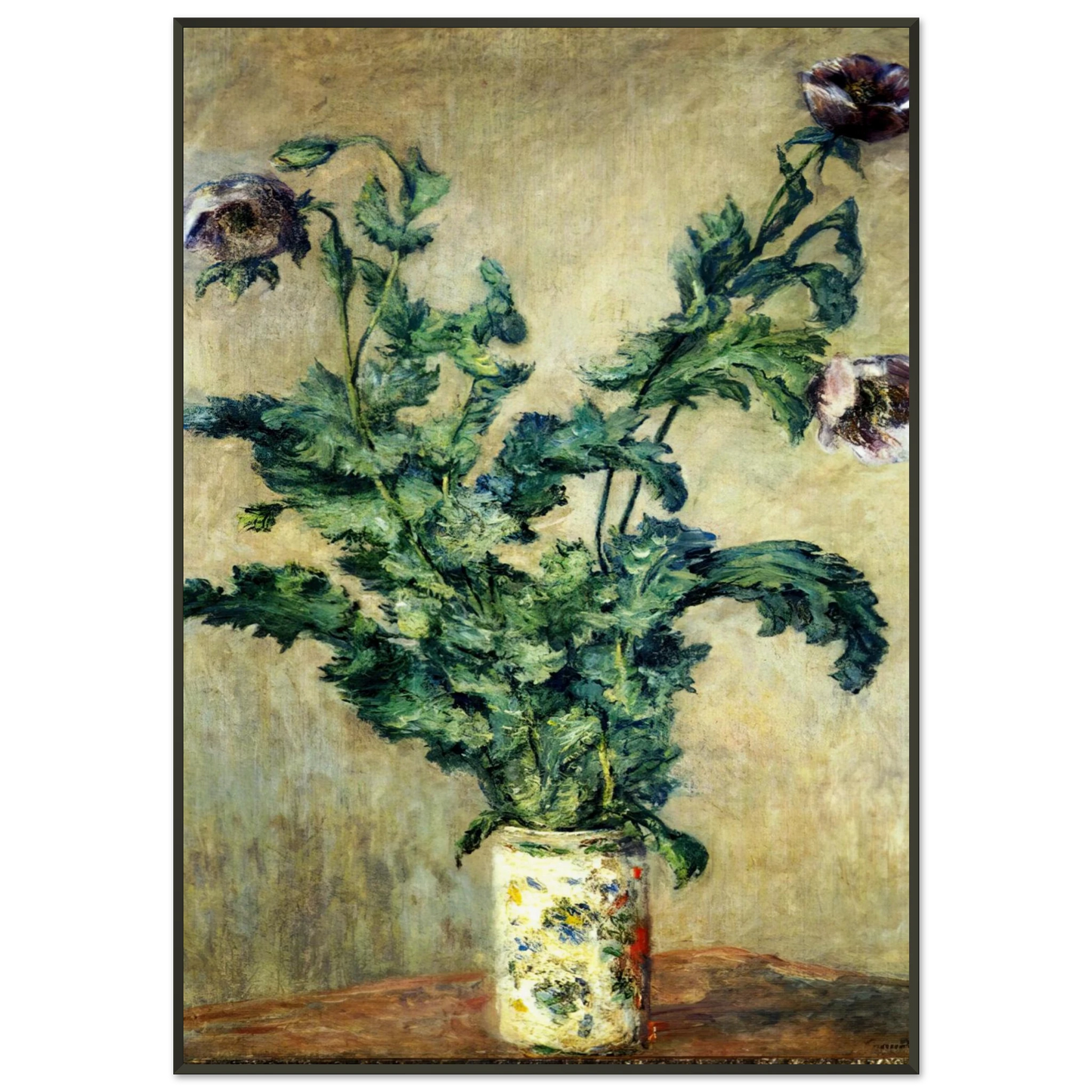 claude monet  Purple Poppies Framed Art Print  - Aluminum Frame - 21x29.7 cm / 8x12"