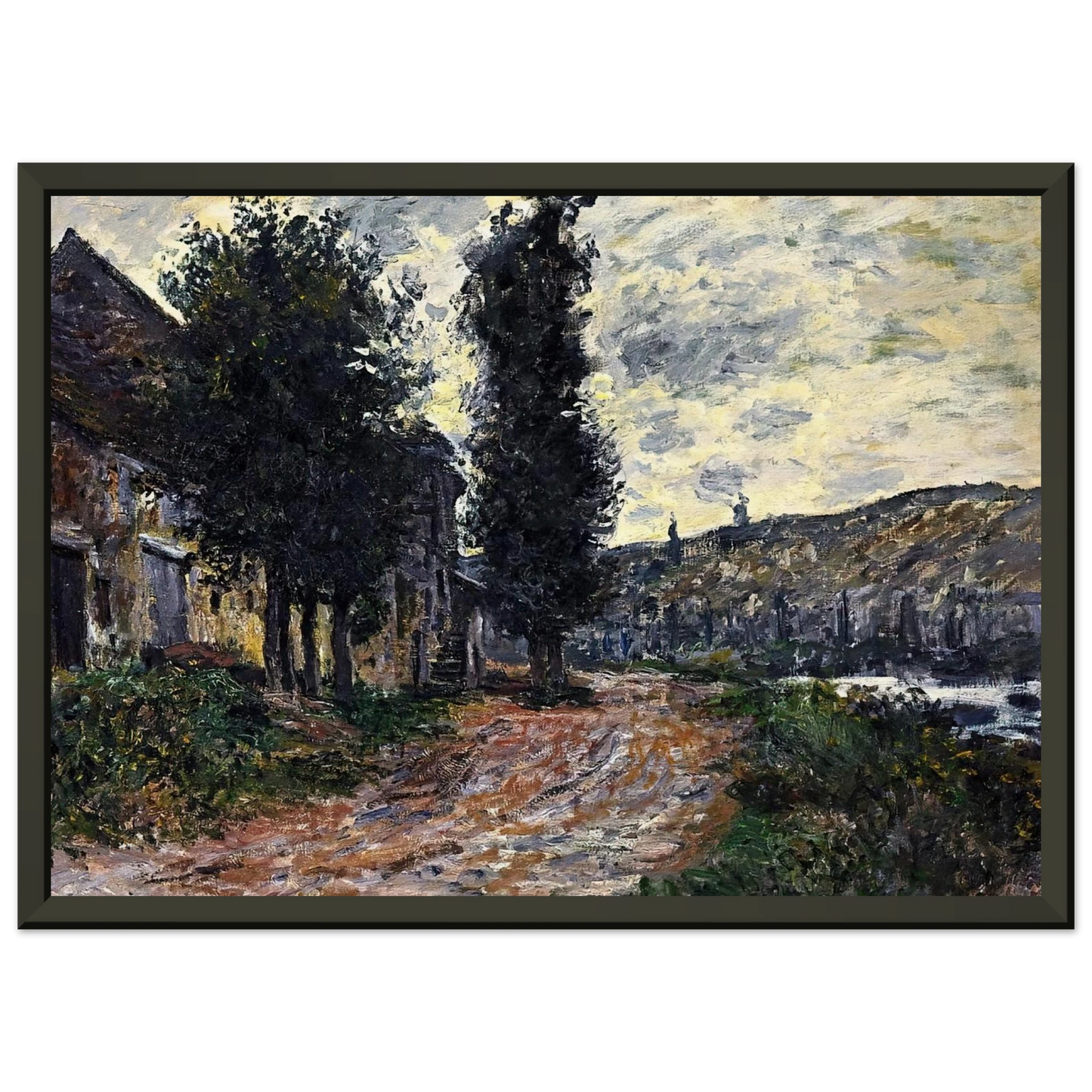 claude monet Tow Path at Lavacourt Framed Art Print - Aluminum Frame - 60x80 cm / 24x32 inches