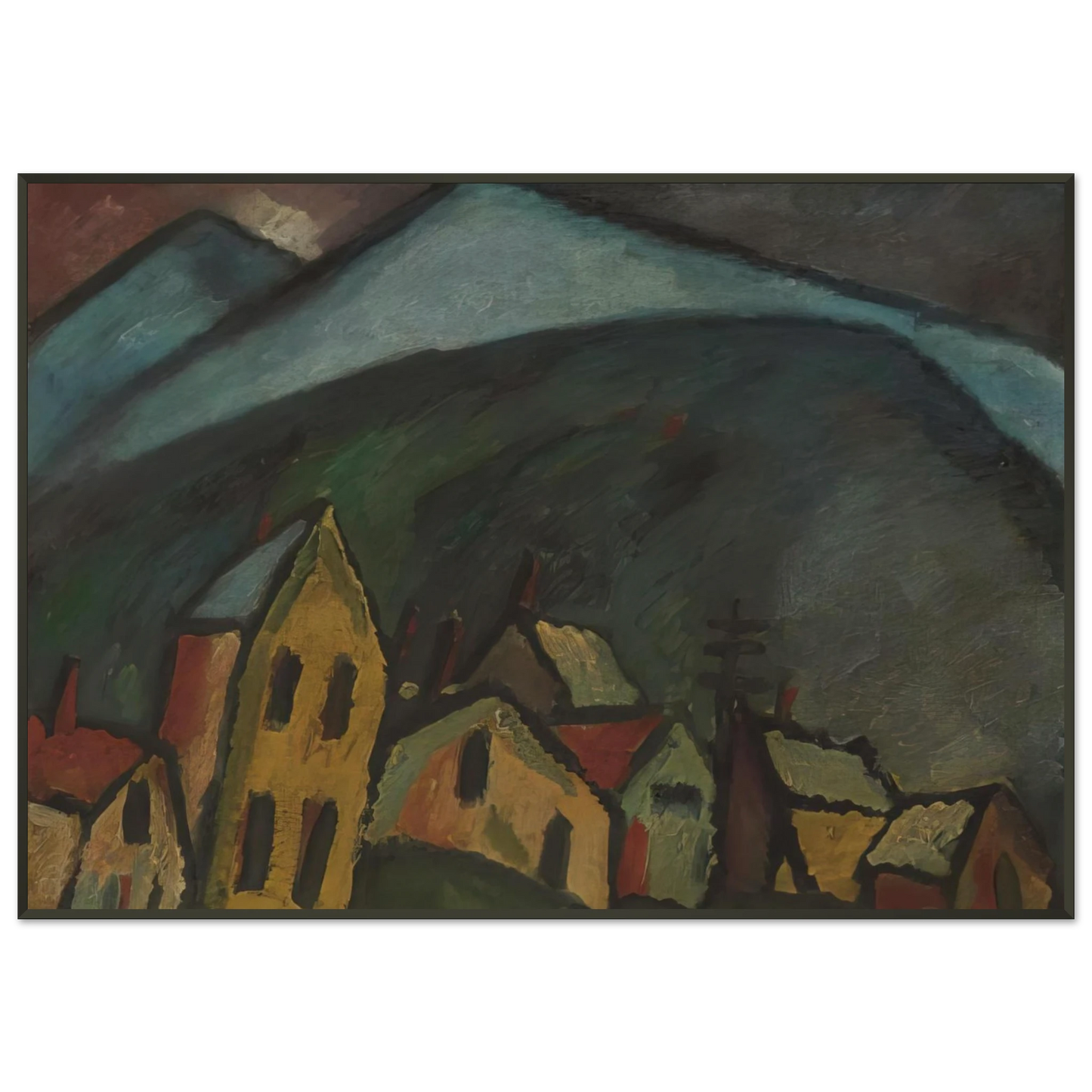 Alexej von Jawlensky BERGLANDSCHAFT MIT H USERN 1912 Framed Art Print - Aluminum Frame - 21x29.7 cm / 8x12"