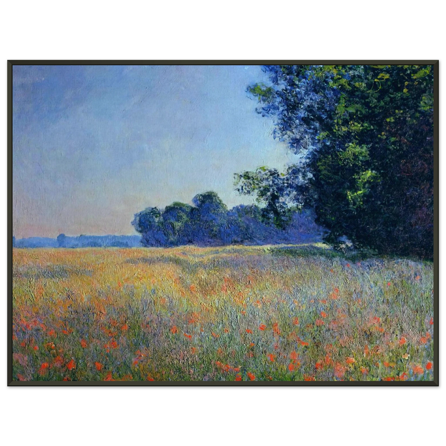 claude monet  Oat and Poppy Field Giverny Framed Art Print  - Aluminum Frame - 70x100 cm / 28x40 inches