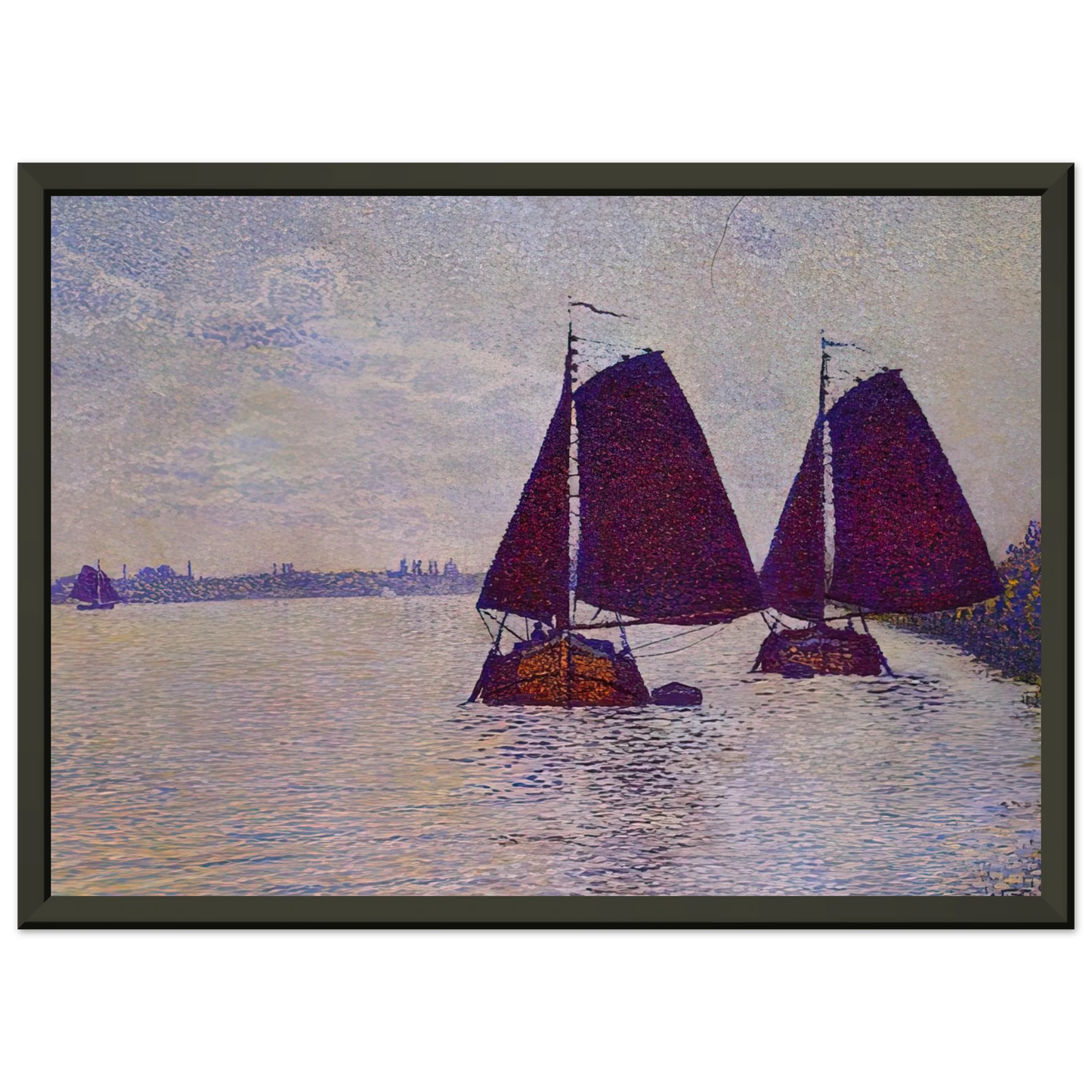 Theo van Rysselberghe BARGES ON THE RIVER SCHELDT 1892 Framed Art Print - Aluminum Frame - 60x80 cm / 24x32 inches