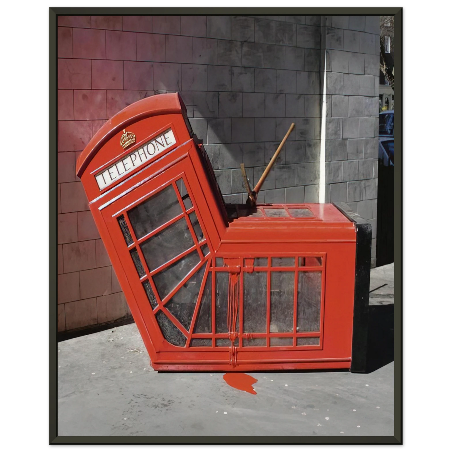 Banksy VANDALISED PHONE BOX 2005 Framed Art Print - Aluminum Frame - 70x100 cm / 28x40 inches