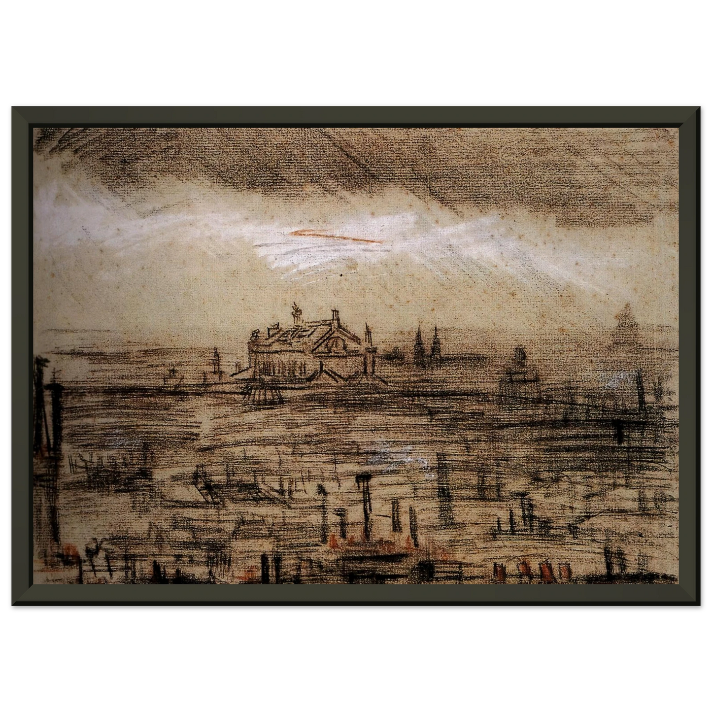 Vincent van Gogh  A View of Paris with the Op Framed Art Print  - Aluminum Frame - 70x100 cm / 28x40 inches