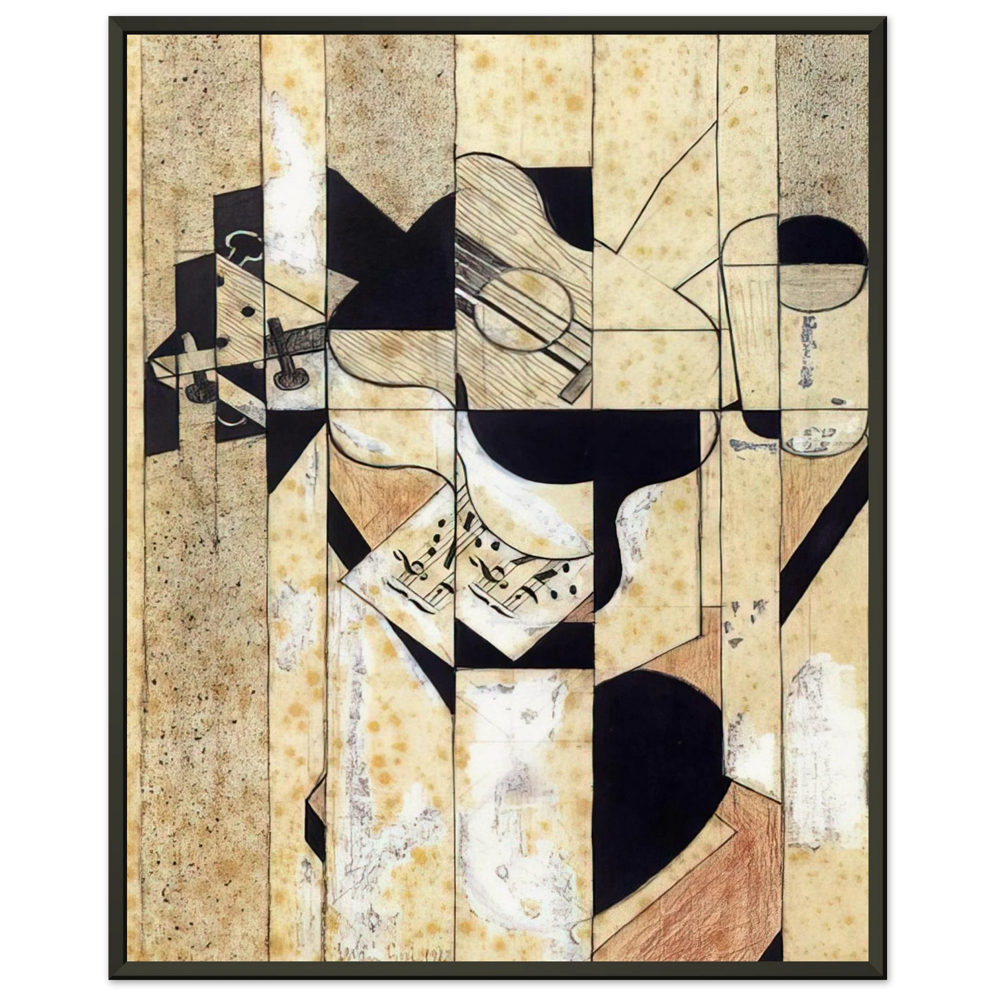 Juan Gris  GUITAR AND GLASS 1912 Framed Art Print  - Aluminum Frame - 40x50 cm / 16x20 inches