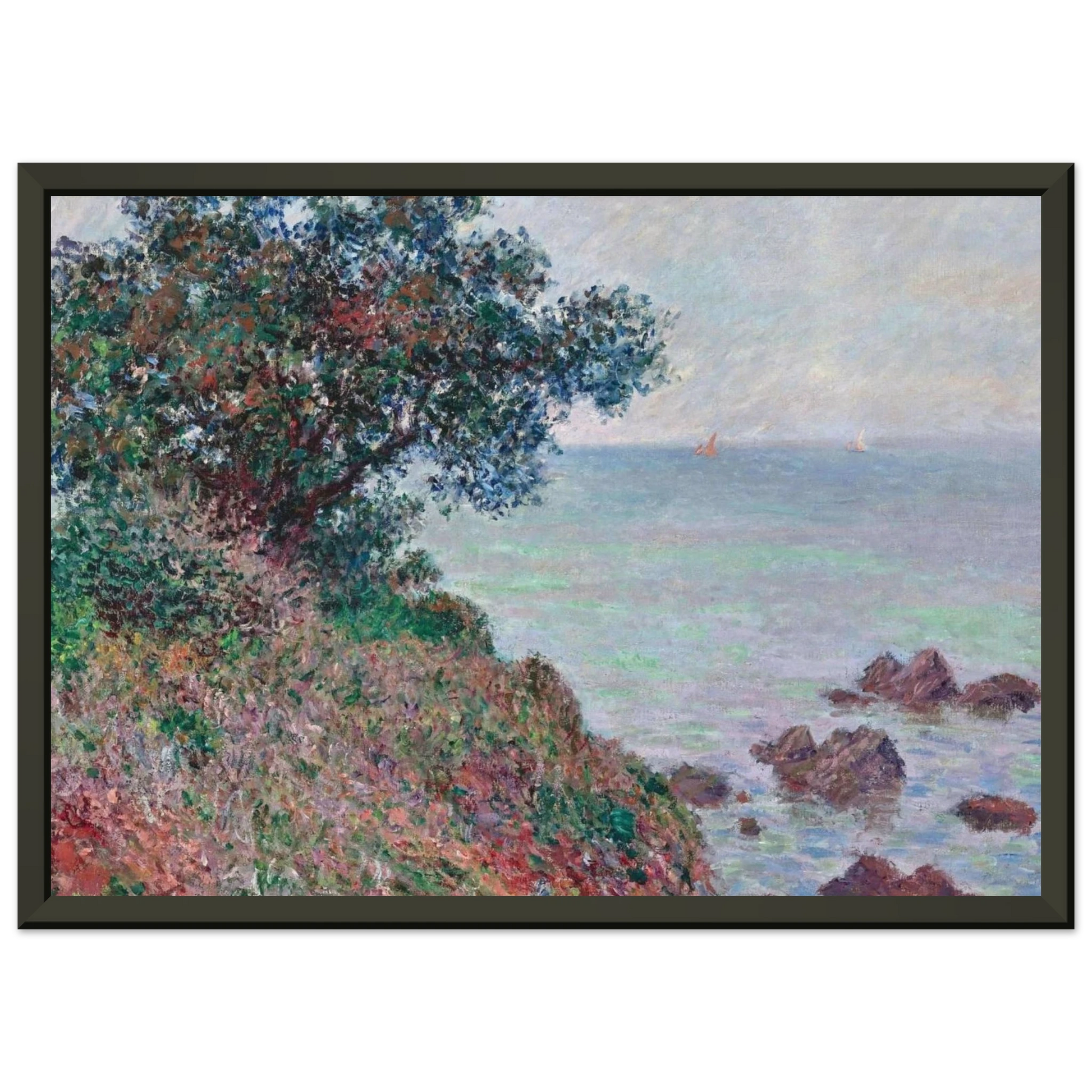 claude monet  Mediteranian Coast Grey Day Framed Art Print  - Aluminum Frame - 60x80 cm / 24x32 inches