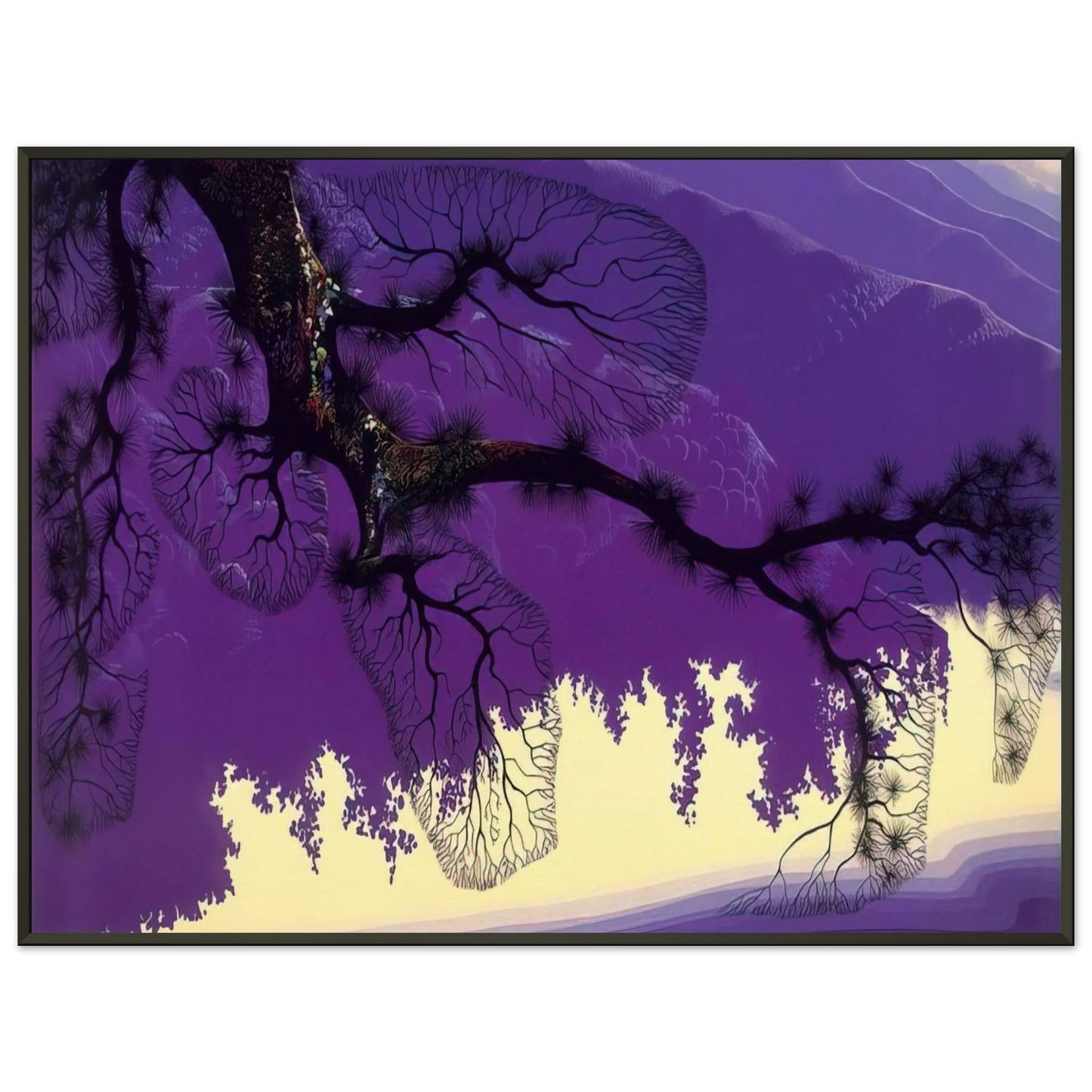 Eyvind Earle Purple Coastline Framed Art Print - Aluminum Frame - 40x50 cm / 16x20 inches