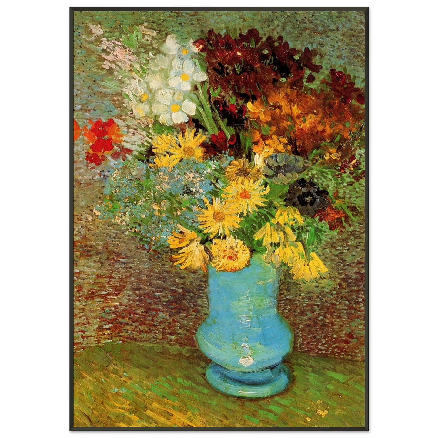 Vincent van Gogh Vase with Daisies and Anemones Framed Art Print - Aluminum Frame - 21x29.7 cm / 8x12"