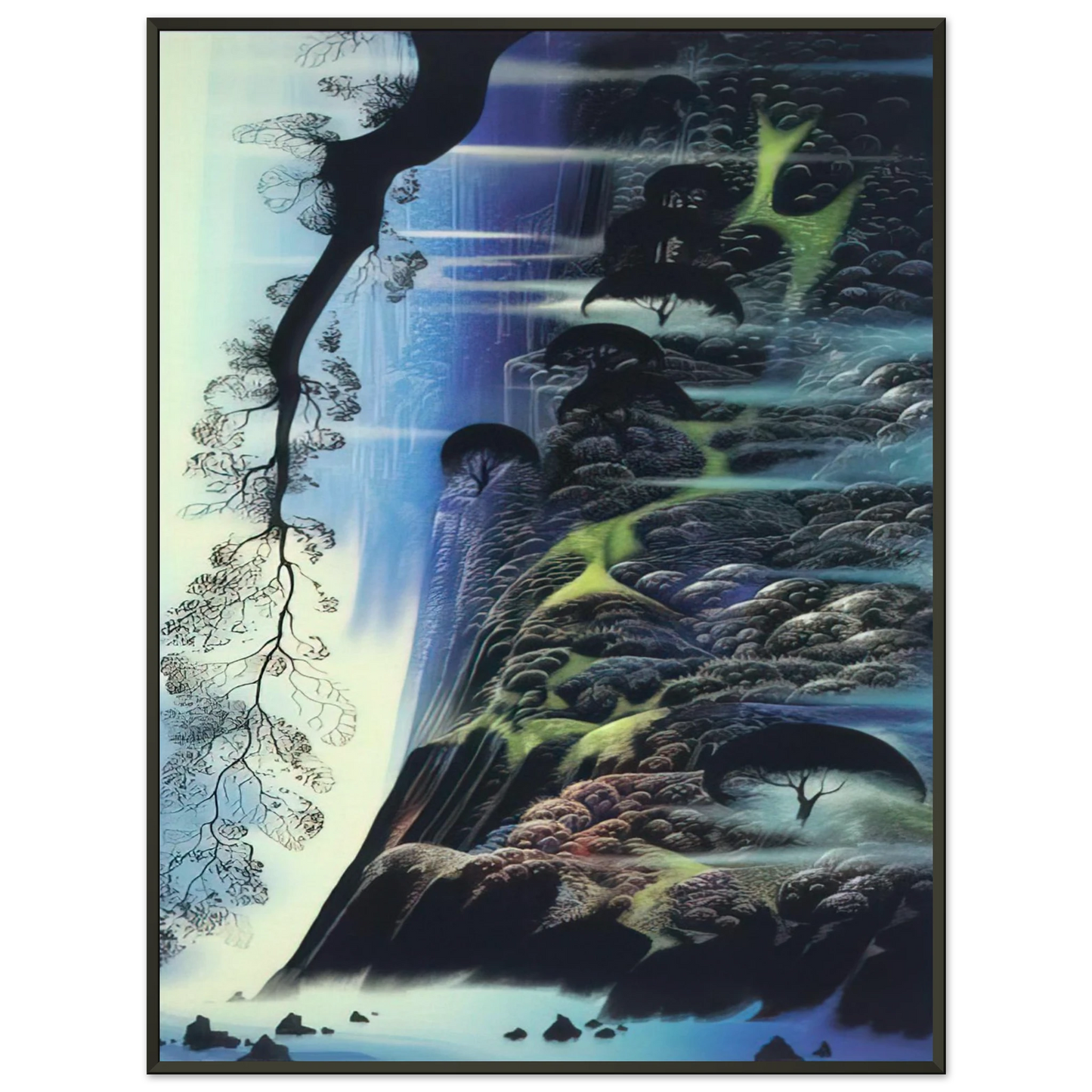 Eyvind Earle Steep Coast Line Framed Art Print - Aluminum Frame - 40x50 cm / 16x20 inches