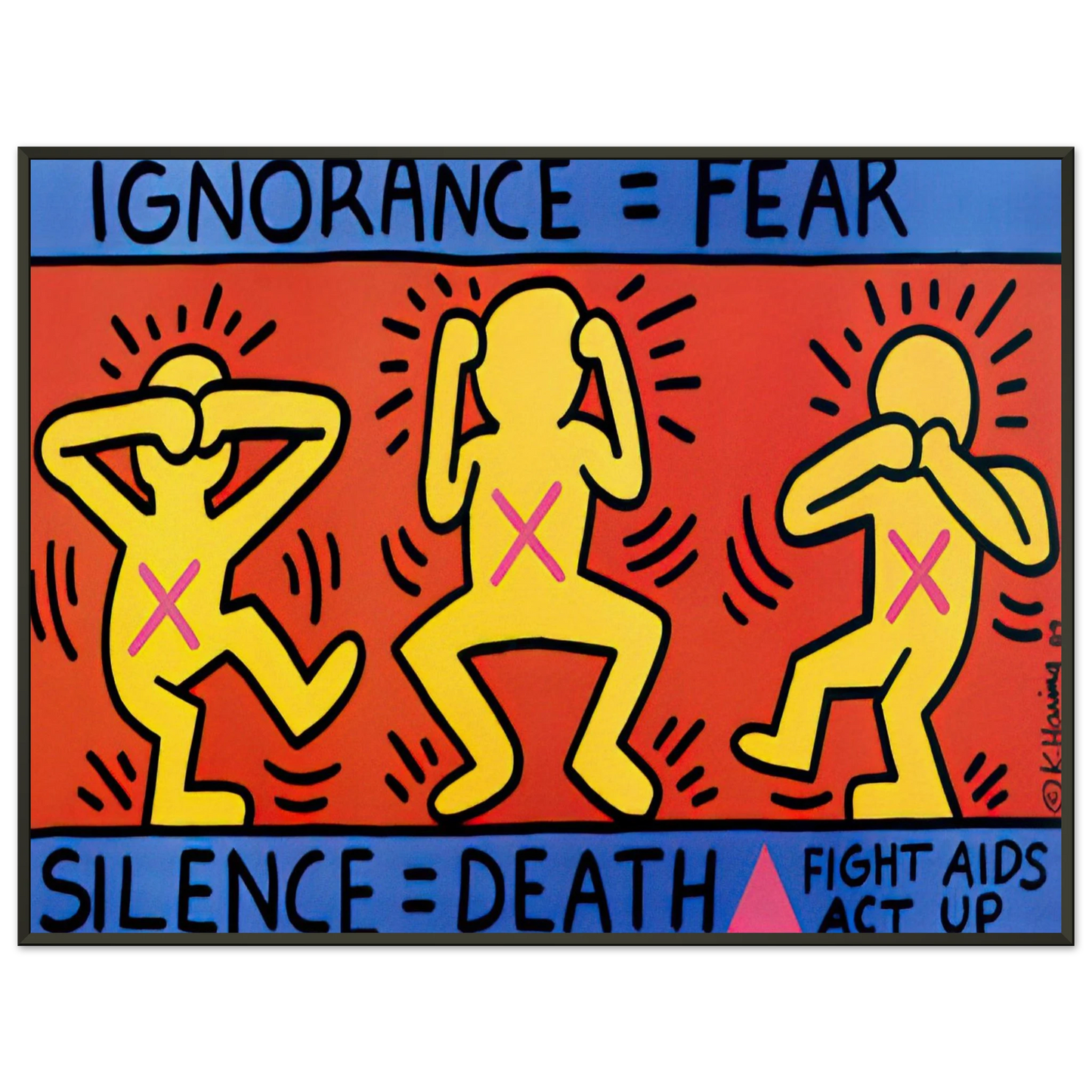 Keith Haring IGNORANCE FEAR 1989 Framed Art Print - Aluminum Frame - 40x50 cm / 16x20 inches