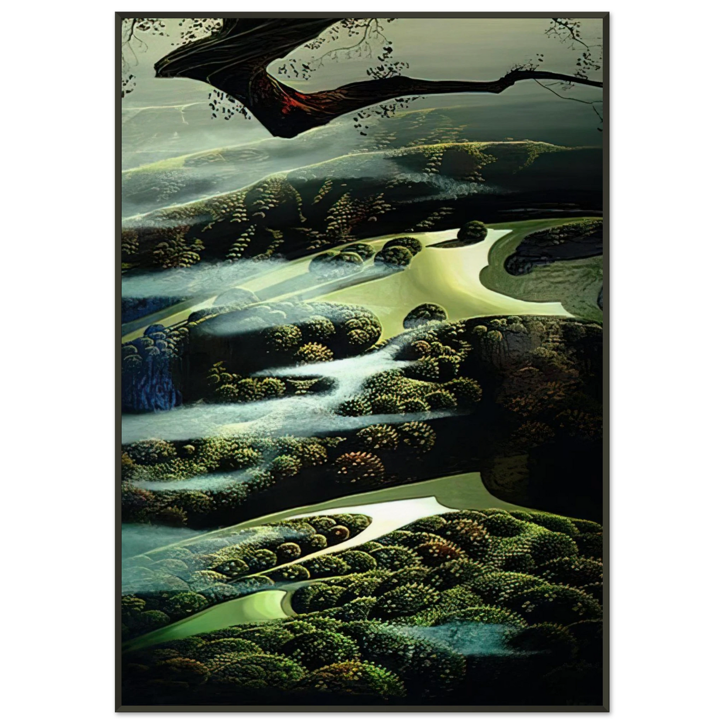 Eyvind Earle  Carmel Valley Memory Framed Art Print  - Aluminum Frame - 21x29.7 cm / 8x12"