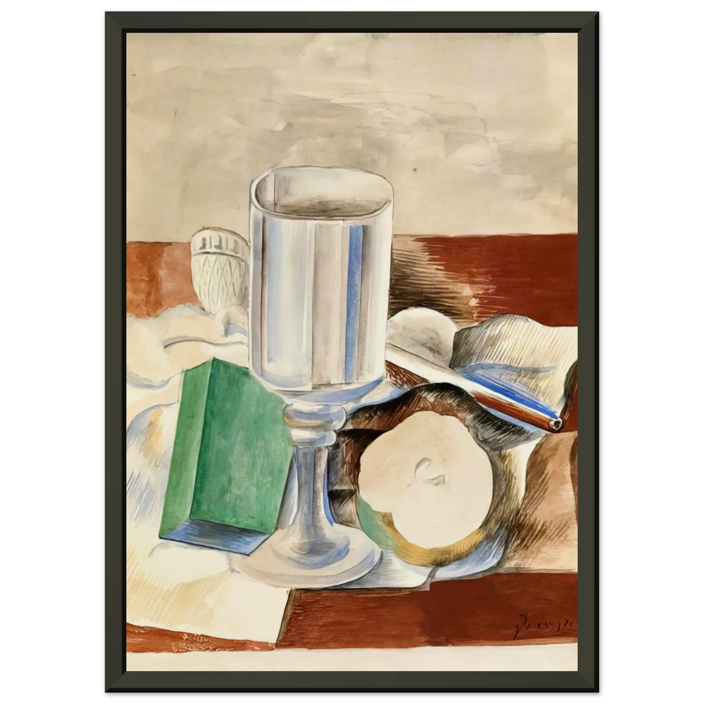 Pablo Picasso Still life with a Glass and an Apple 1914 Framed Art Print - Aluminum Frame - 40x50 cm / 16x20 inches