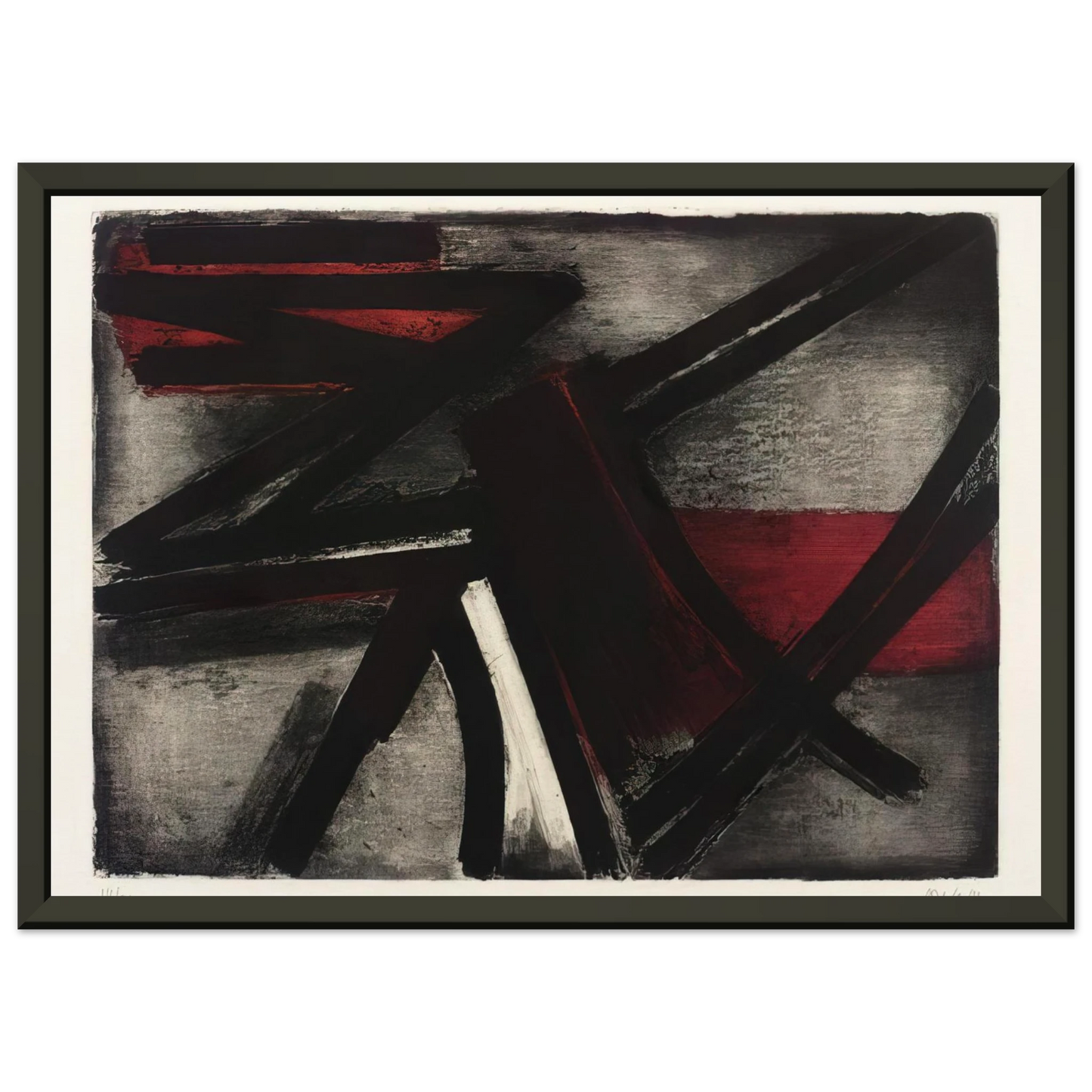 Pierre Soulages  Etching No 2  1952 Framed Art Print  - Aluminum Frame - 70x100 cm / 28x40 inches