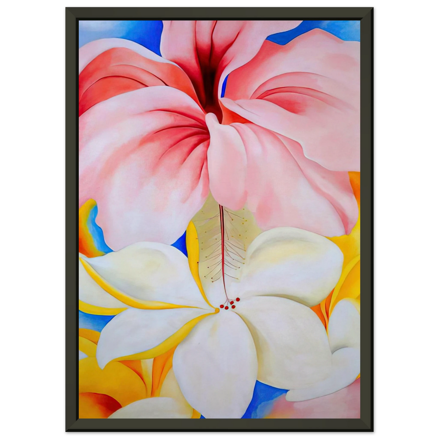 Georgia OKeeffe  Hibiscus with Plumeria Framed Art Print  - Aluminum Frame - 40x50 cm / 16x20 inches