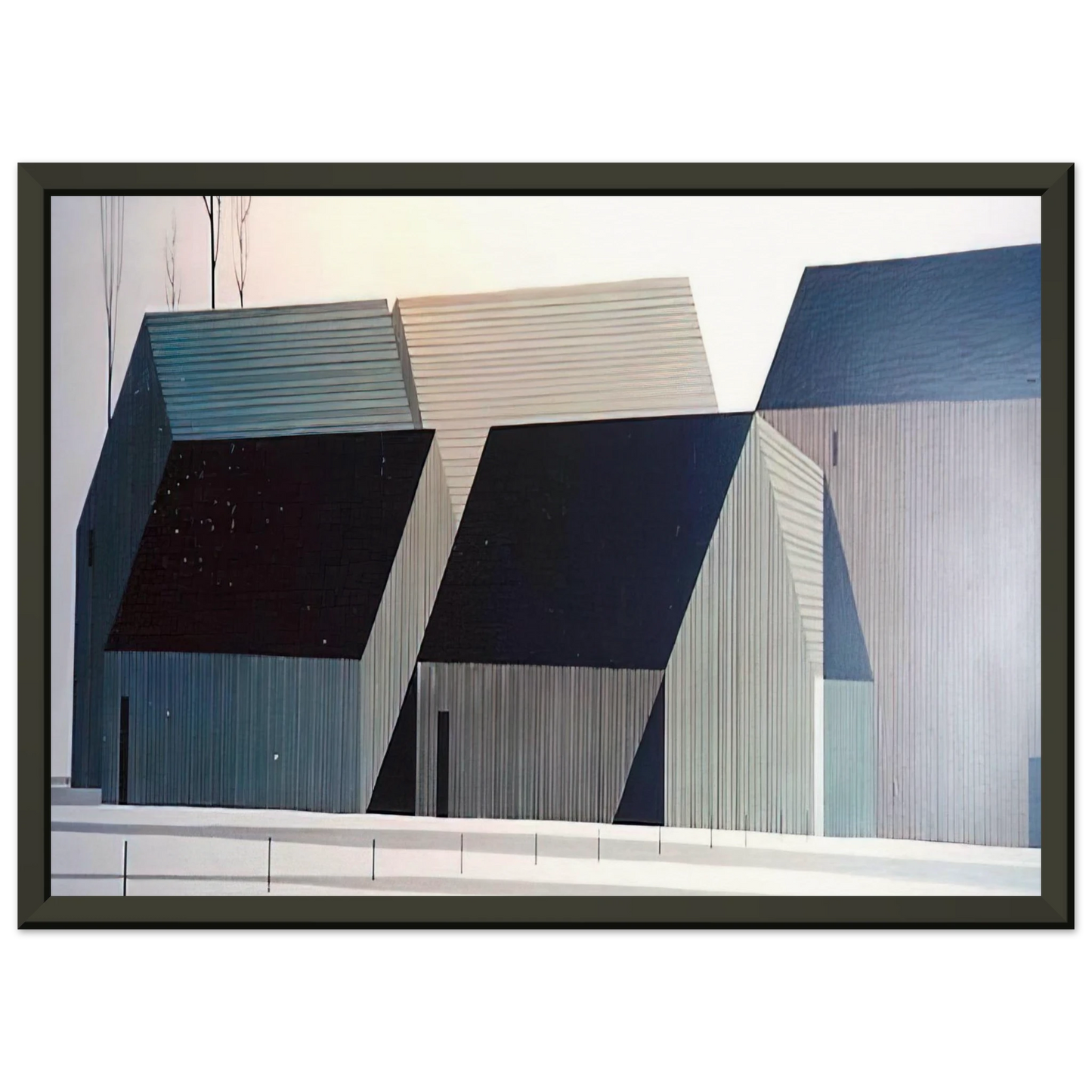 Eyvind Earle  Barns Framed Art Print  - Aluminum Frame - 40x50 cm / 16x20 inches