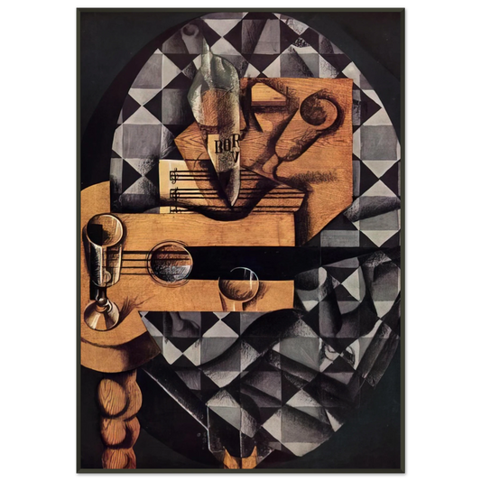 Juan Gris  GUITAR BOTTLE AND GLASS 1914 Framed Art Print  - Aluminum Frame - 21x29.7 cm / 8x12"