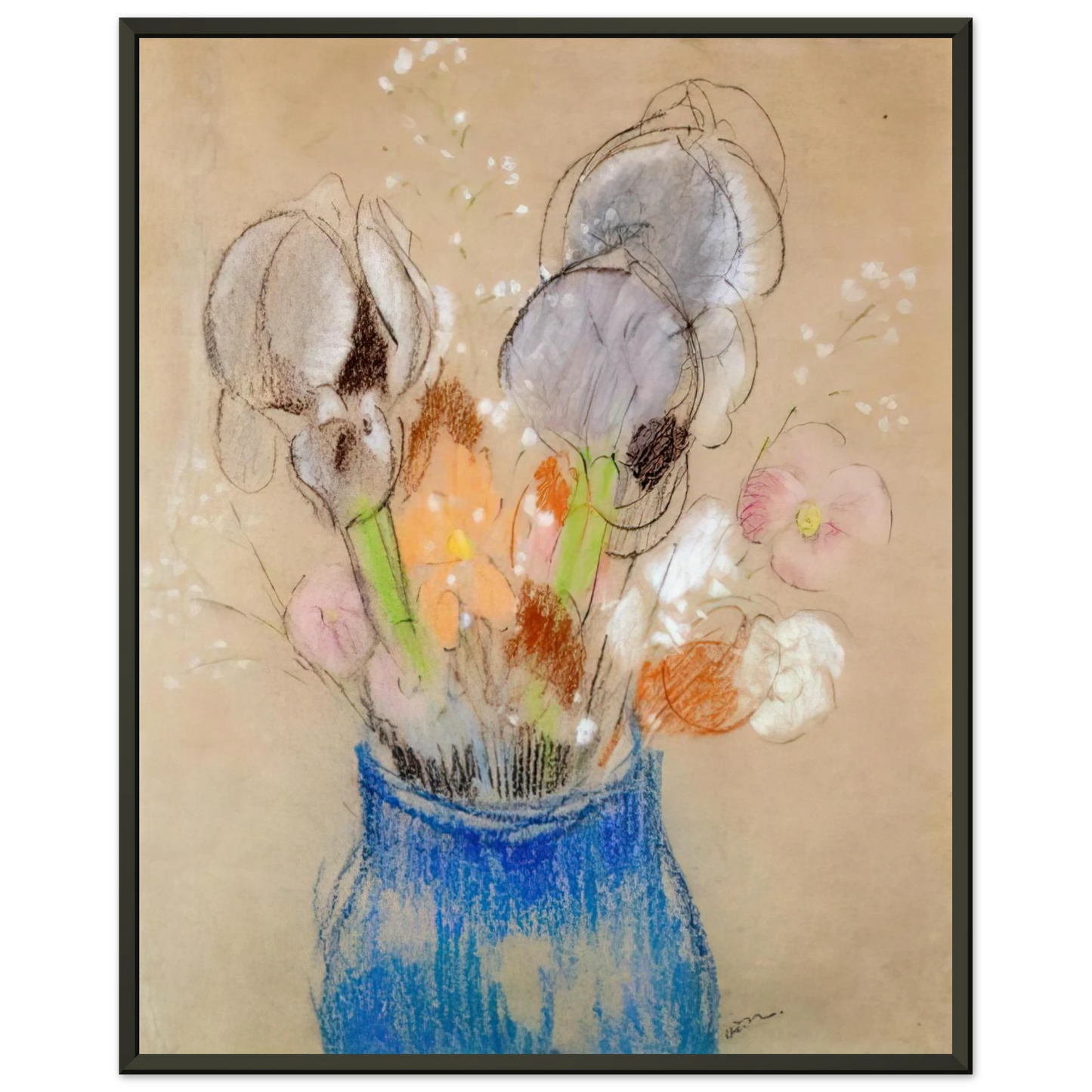 Odilon Redon  BOUQUET OF FLOWERS 4 Framed Art Print  - Aluminum Frame - 60x80 cm / 24x32 inches