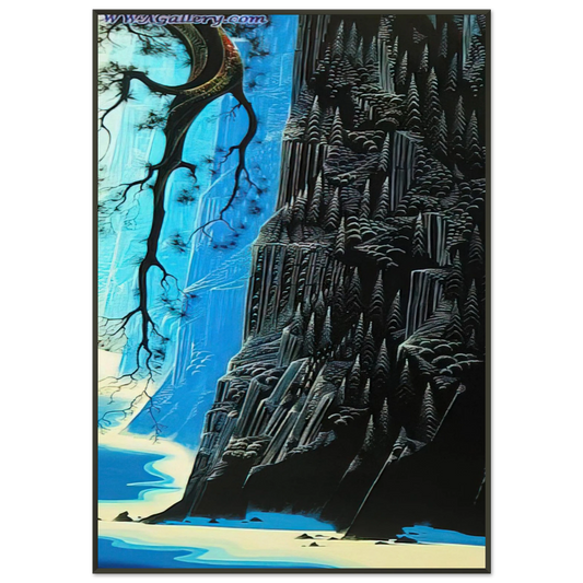 Eyvind Earle  Cliffs Ascending Framed Art Print  - Aluminum Frame - 21x29.7 cm / 8x12"