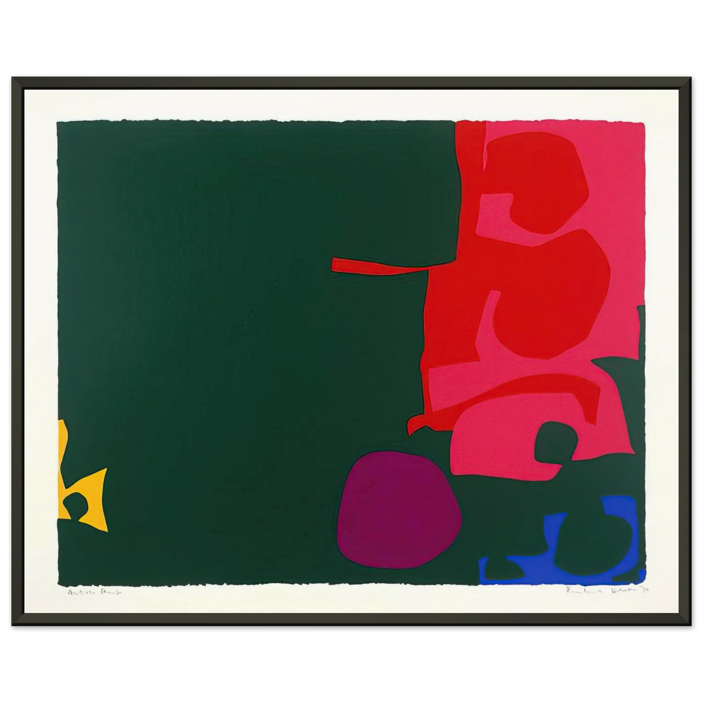 Patrick Heron  Interlocking Scarlet and Pink in Deep Green  1970 Framed Art Print  - Aluminum Frame - 70x100 cm / 28x40 inches
