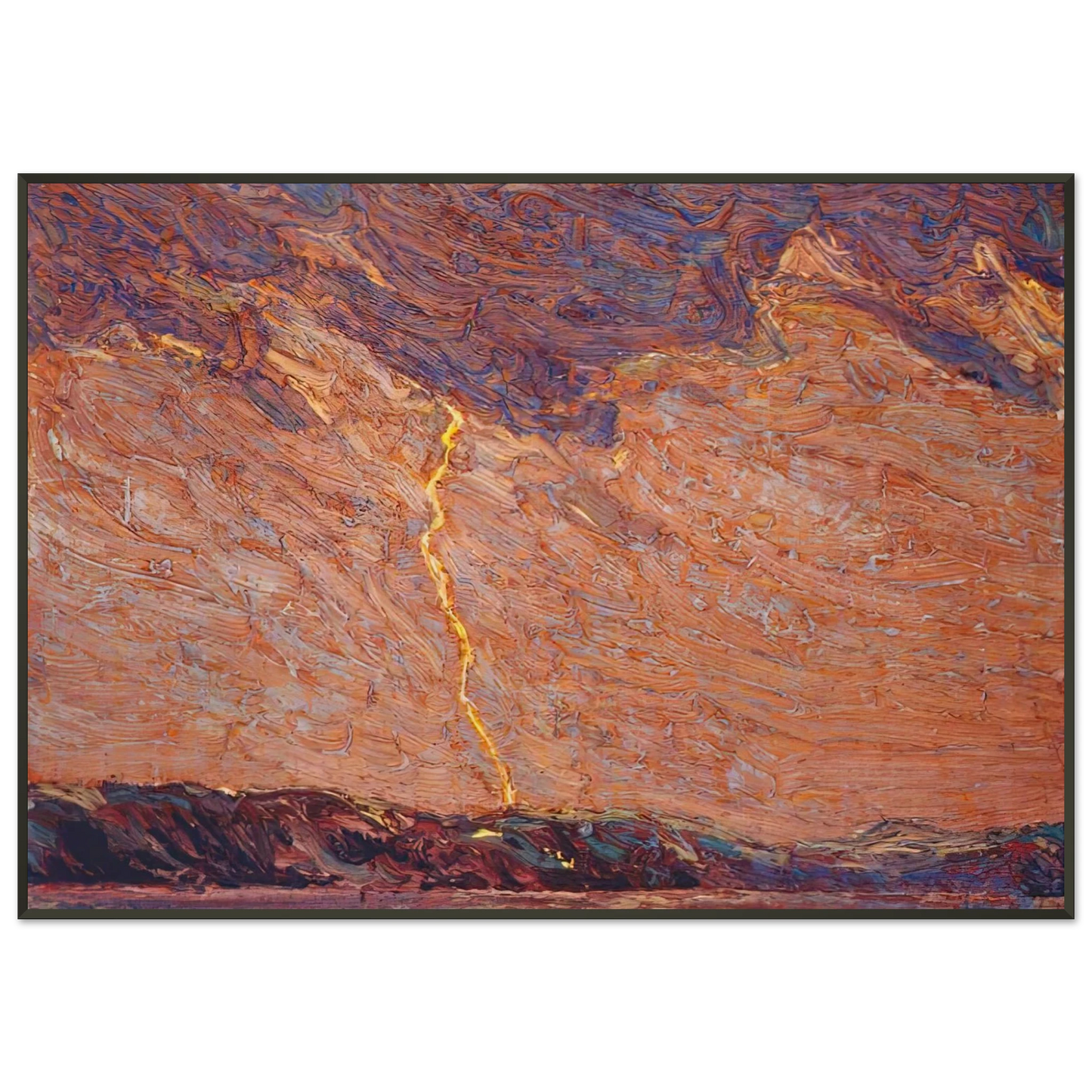 Tom Thomson  LIGHTNING CANOE LAKE 1915 Framed Art Print  - Aluminum Frame - 21x29.7 cm / 8x12"