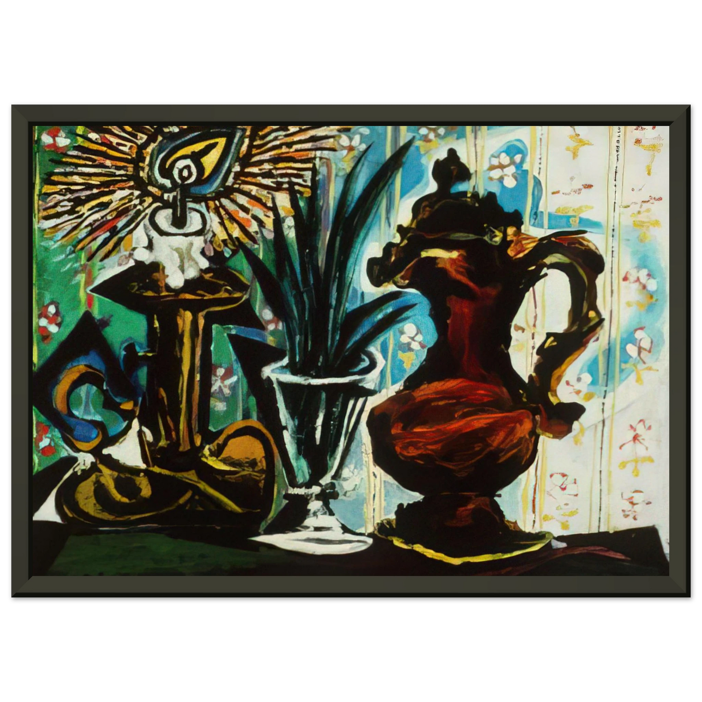 Pablo Picasso  Still life with candle Framed Art Print  - Aluminum Frame - 40x50 cm / 16x20 inches