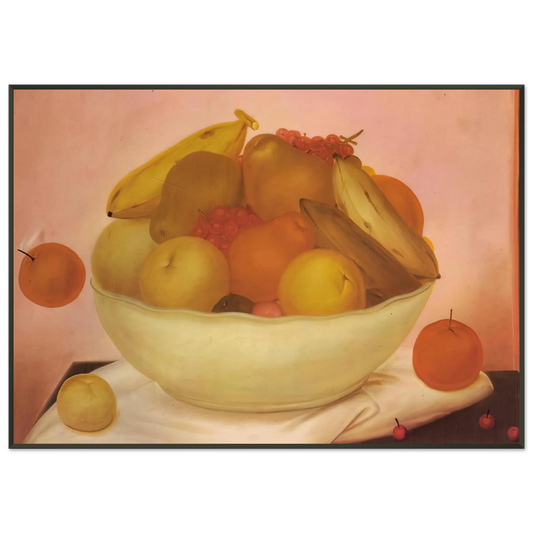 Fernando Botero  STILL LIFE WITH ORANGE FALLING Framed Art Print  - Aluminum Frame - 21x29.7 cm / 8x12"