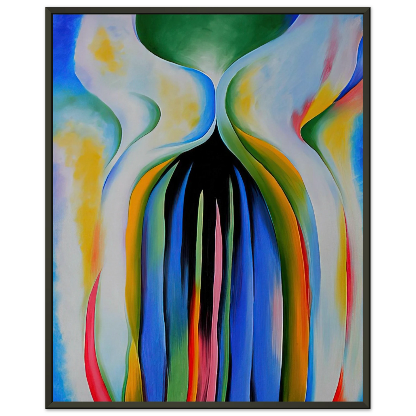 Georgia OKeeffe  Gray line with black blue and yellow Framed Art Print  - Aluminum Frame - 60x80 cm / 24x32 inches