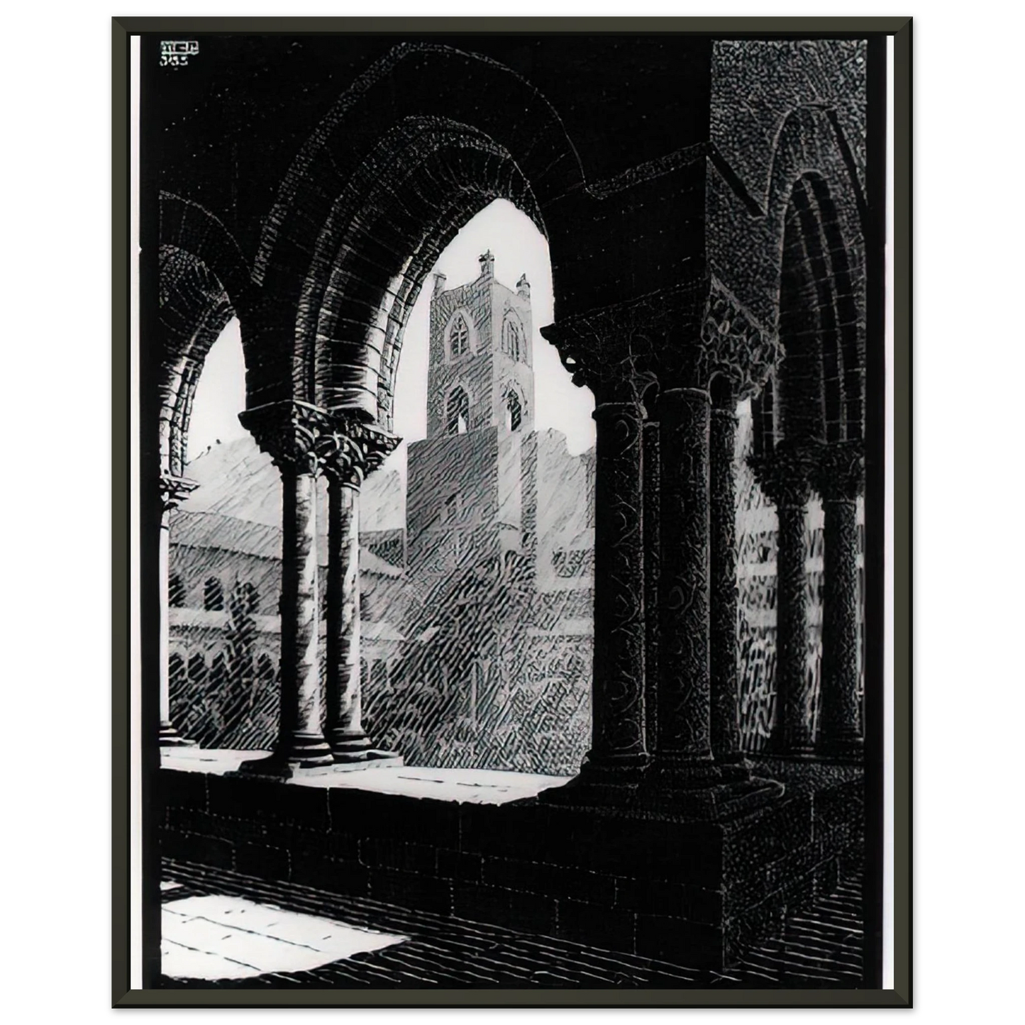 MC Escher  CLOISTER OF MONREALE SICILY Framed Art Print  - Aluminum Frame - 60x80 cm / 24x32 inches