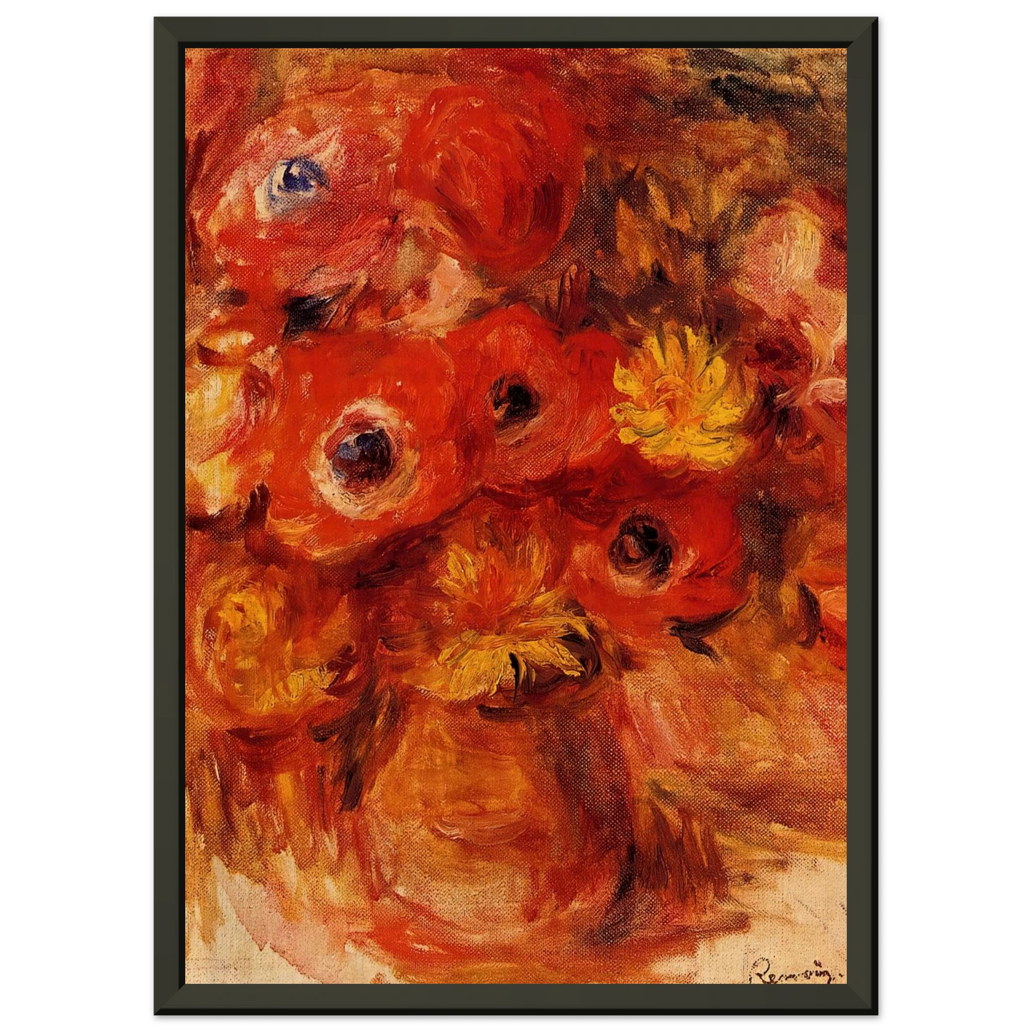 PierreAuguste Renoir  Vase of Anemones Framed Art Print  - Aluminum Frame - 70x100 cm / 28x40 inches