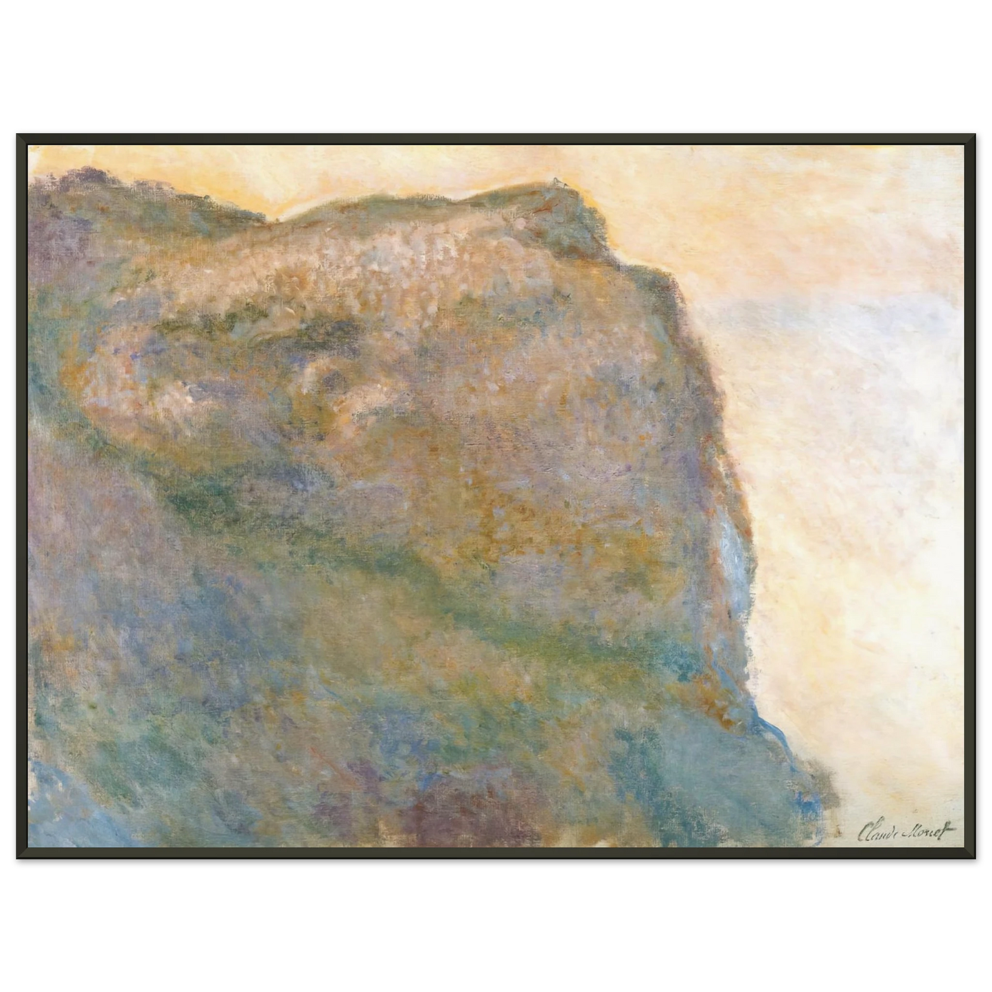 claude monet  Cliff at Petit Ailly Framed Art Print  - Aluminum Frame - 60x80 cm / 24x32 inches