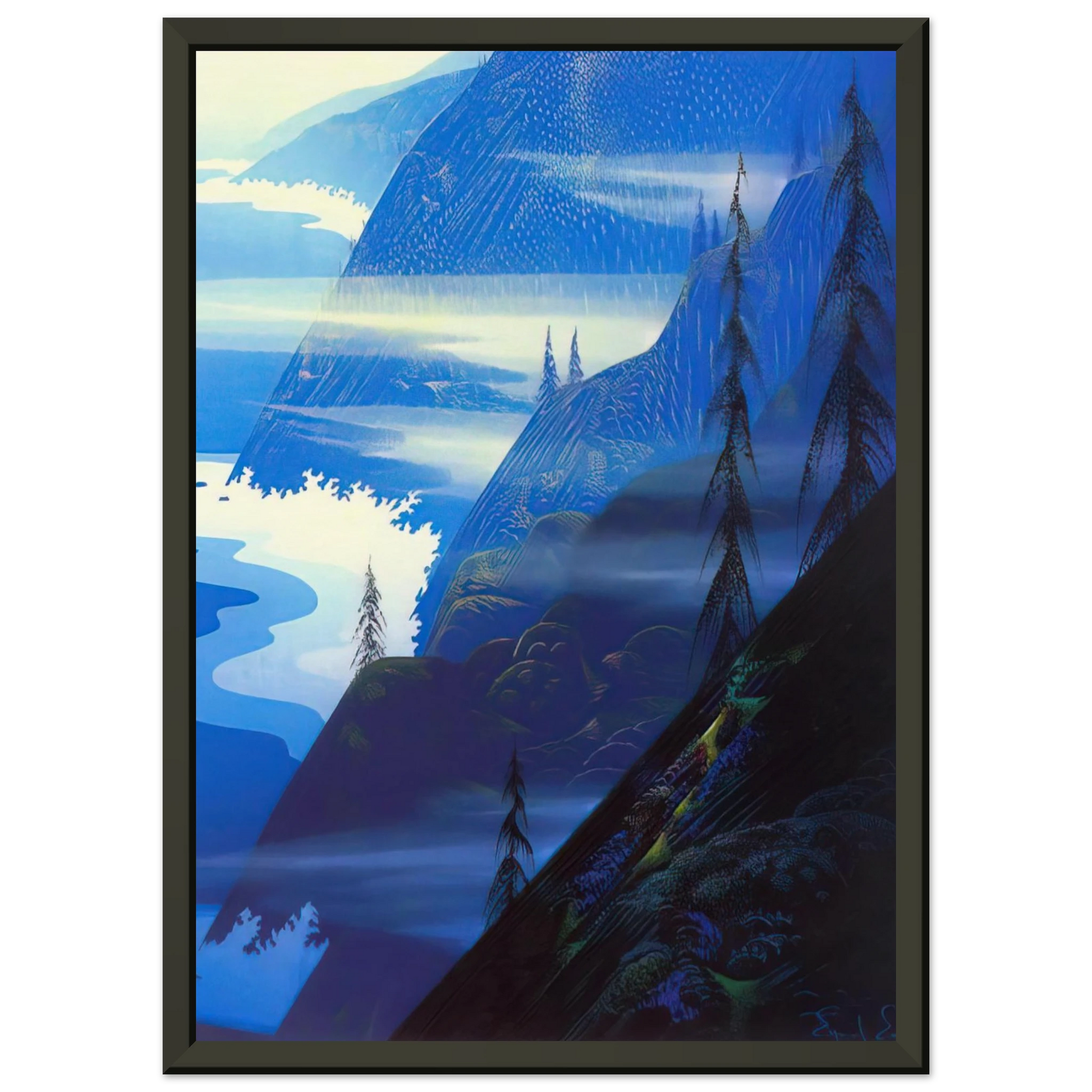 Eyvind Earle  Stardust blue Framed Art Print  - Aluminum Frame - 70x100 cm / 28x40 inches