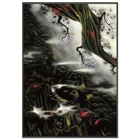 Eyvind Earle  Wisps of Fog and Branch Framed Art Print  - Aluminum Frame - 21x29.7 cm / 8x12"
