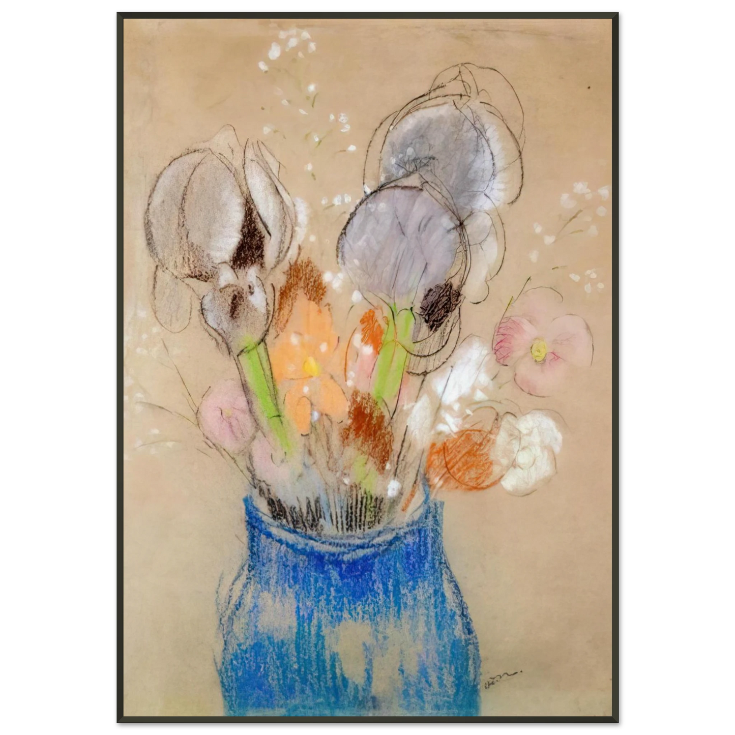 Odilon Redon  BOUQUET OF FLOWERS 4 Framed Art Print  - Aluminum Frame - 21x29.7 cm / 8x12"