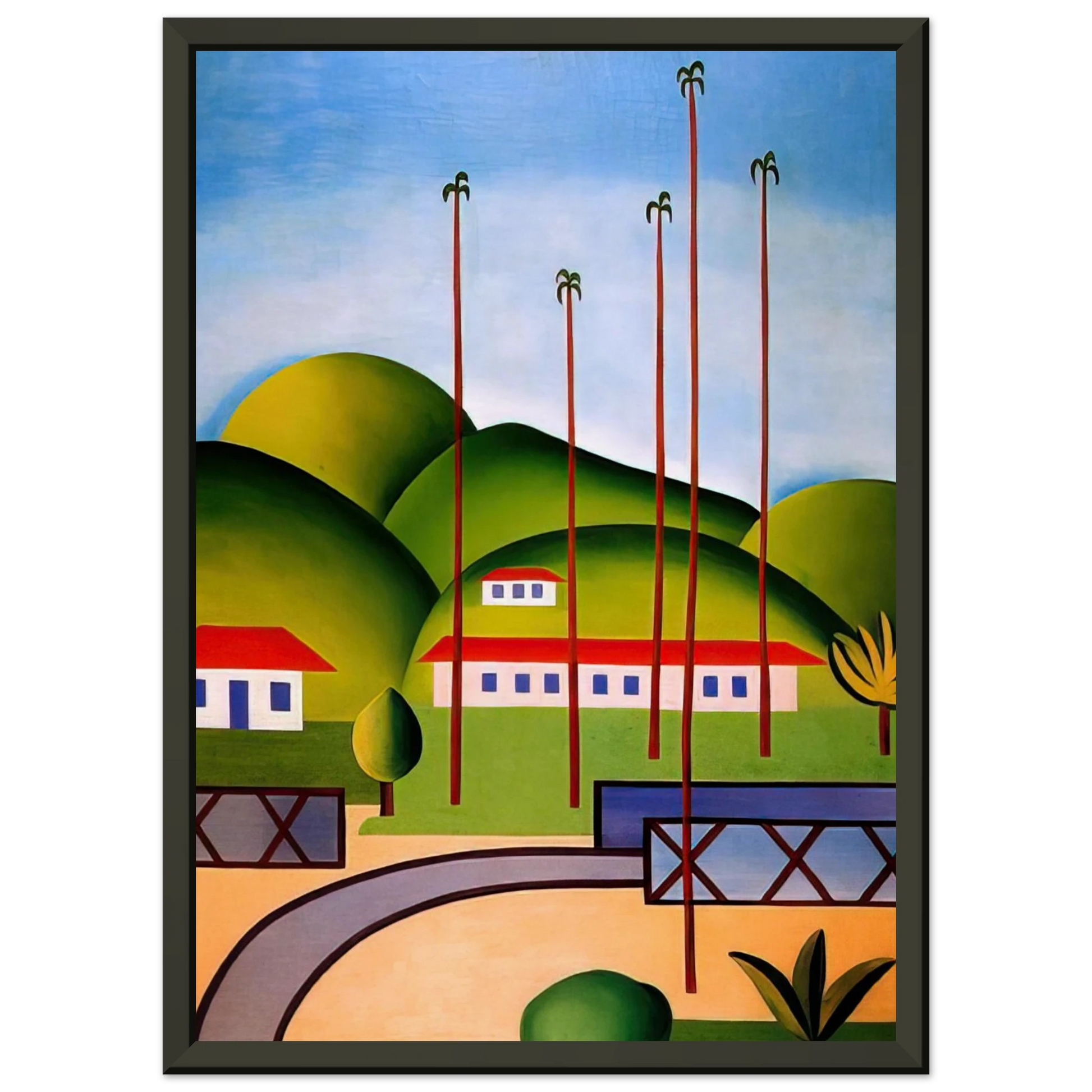 Tarsila do Amaral  Palm Trees Framed Art Print  - Aluminum Frame - 70x100 cm / 28x40 inches